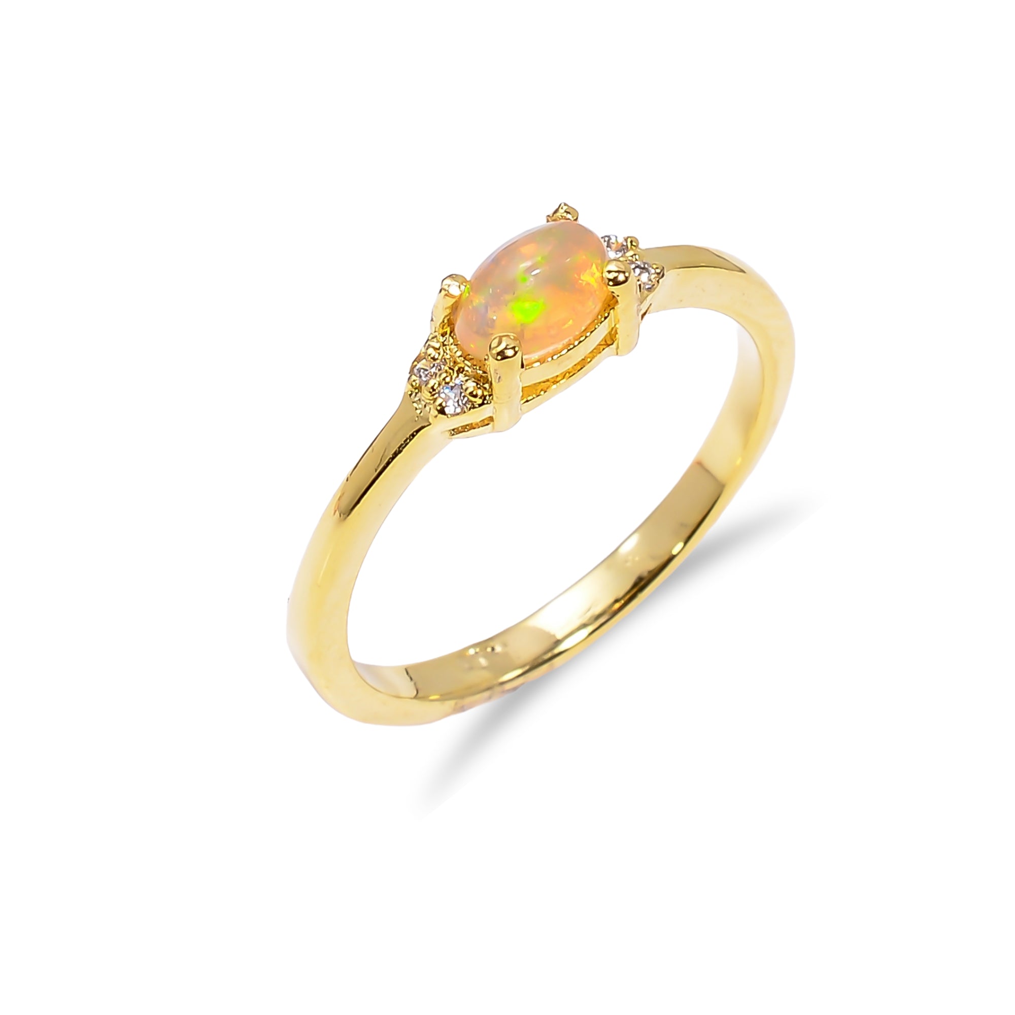 Elegant Ethiopian Opal ring featuring a 4x6mm oval fire opal set in 925 sterling silver jewelry for women by Himalya Quartz