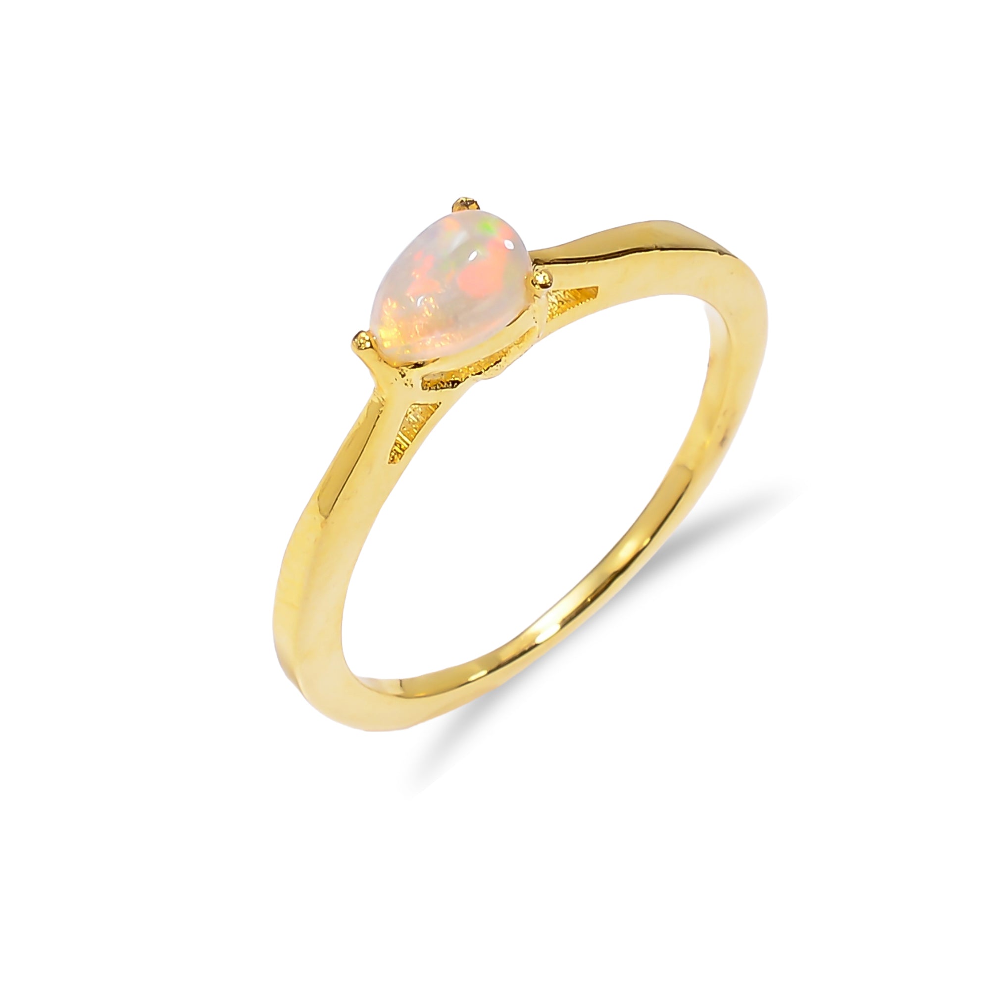 Ethiopian opal ring in 925 silver with a 6x4mm opal stone, stylish statement jewelry for women by Himalya Quartz.