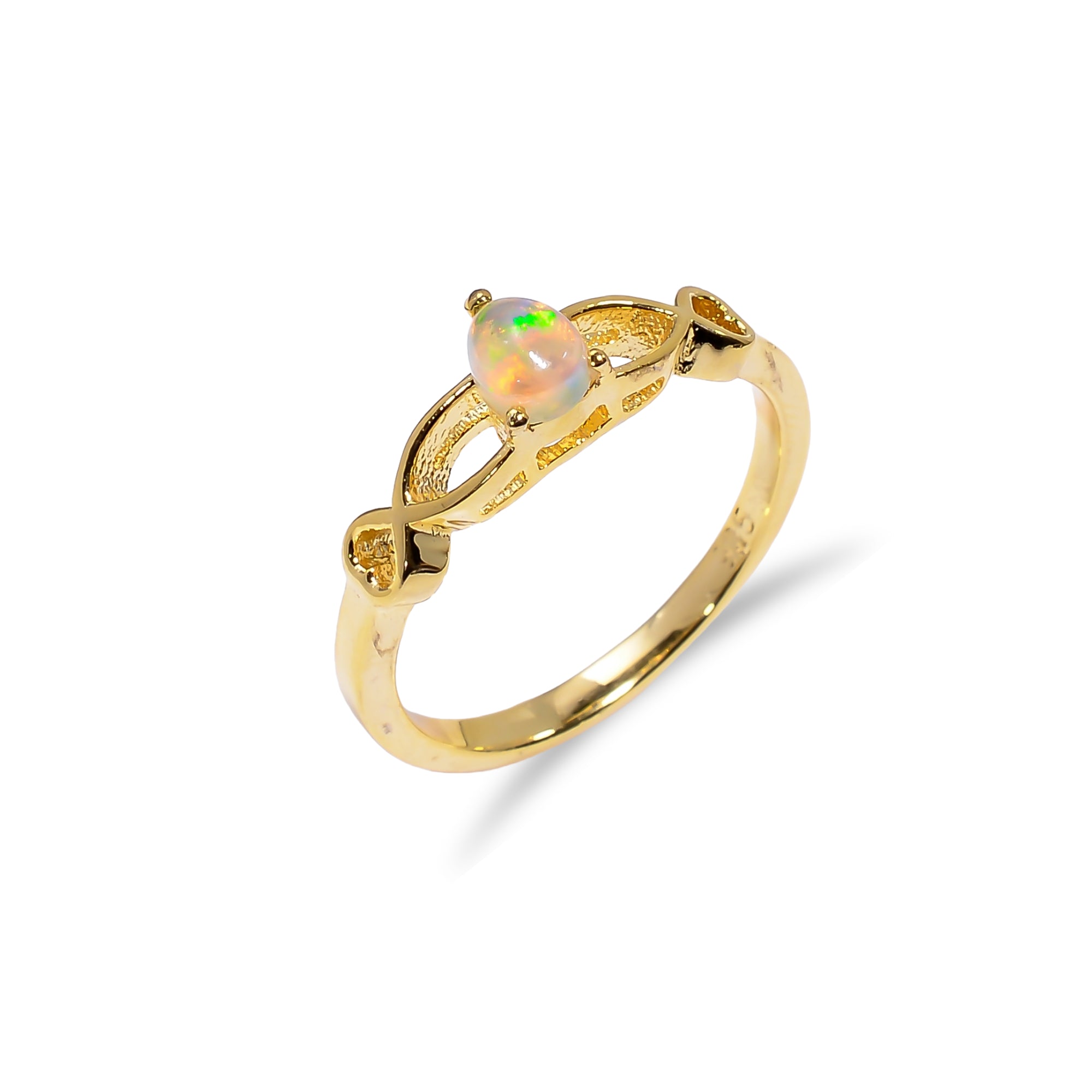 Handcrafted Ethiopian Opal Ring in 925 Sterling Silver, 3x5mm Oval Fire Opal Jewelry for Women