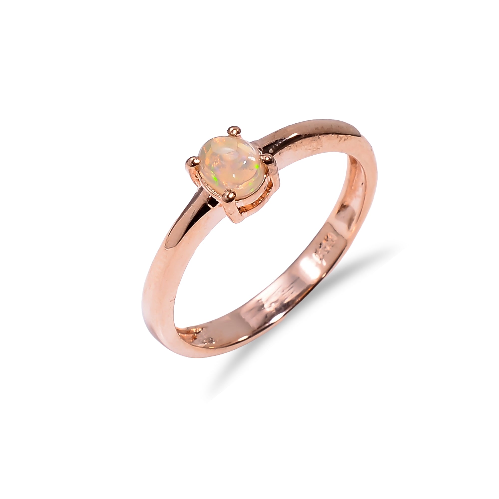 Oval Ethiopian Opal ring in 925 sterling silver featuring a 3x5mm opal, handcrafted jewelry for women by Himalya Quartz