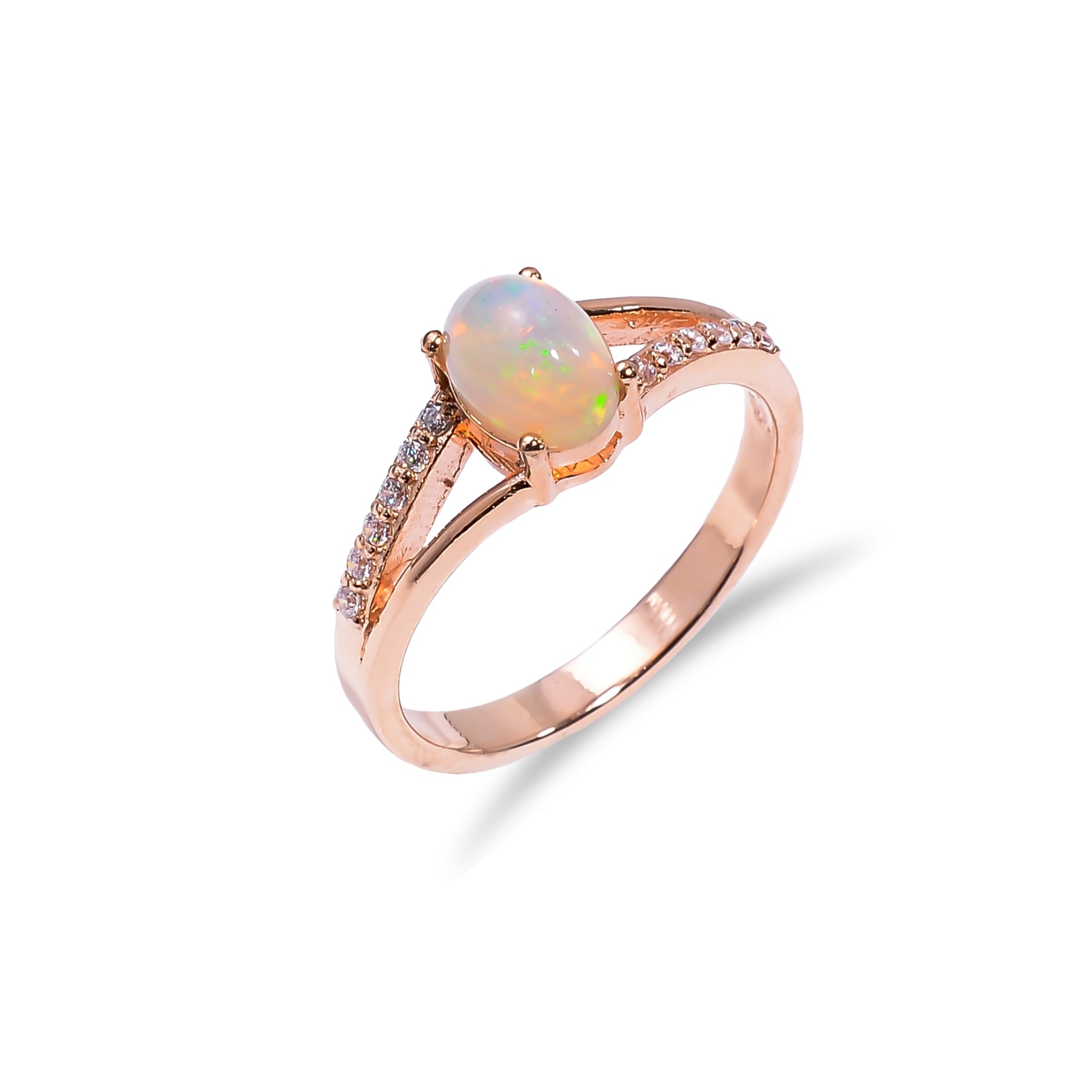 Vintage Ethiopian opal ring in 925 sterling silver with 7x5mm oval fire opal, elegant jewelry for women by Himalya Quartz