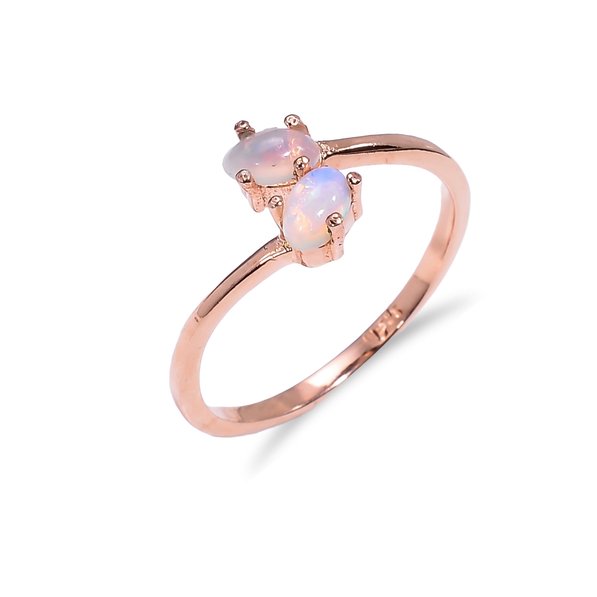 Natural Ethiopian opal oval ring in 925 sterling silver, minimalist design, 3x5mm opal, perfect for women.