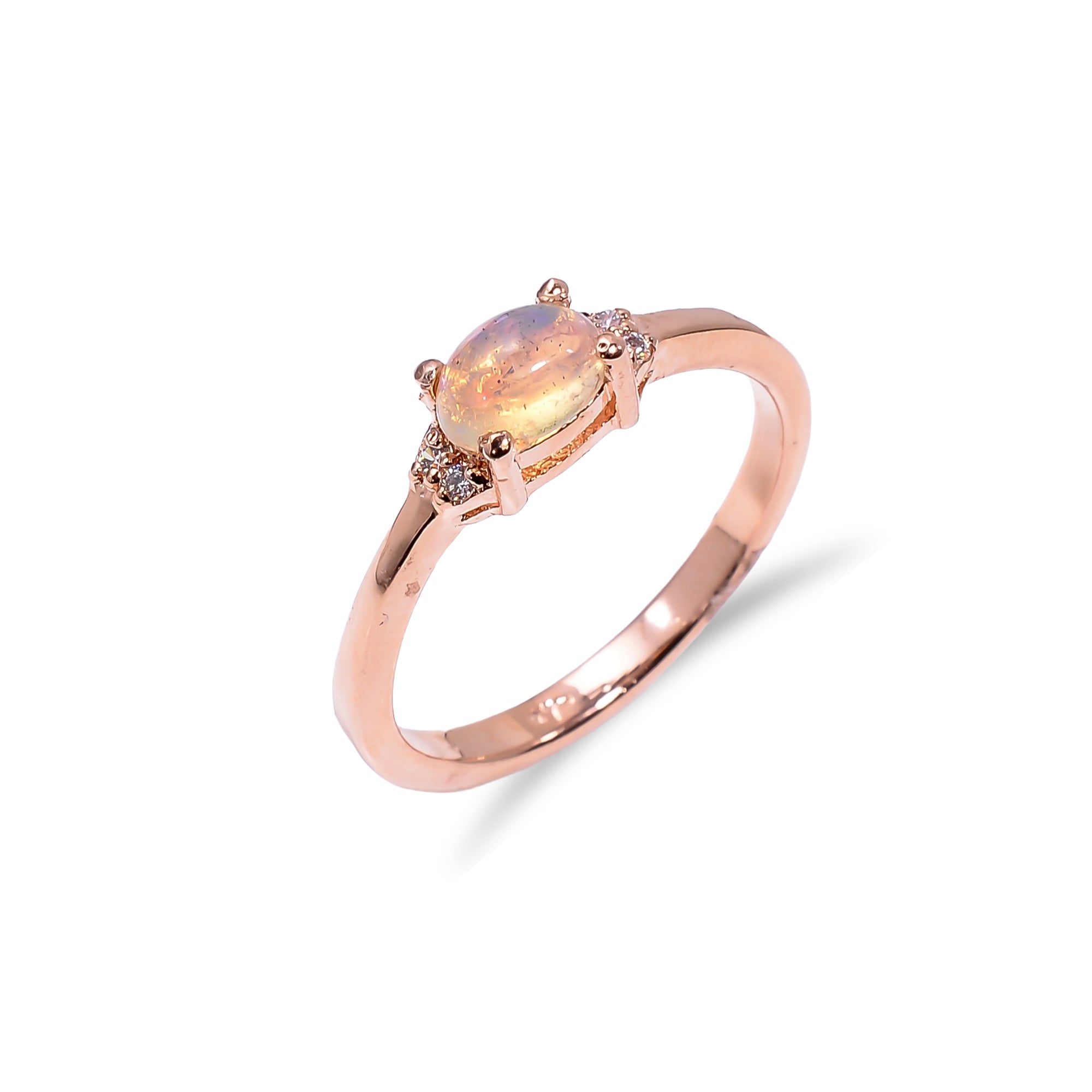 Elegant Ethiopian Opal ring in 925 sterling silver with a 4x6mm oval fire opal, jewelry for women by Himalya Quartz