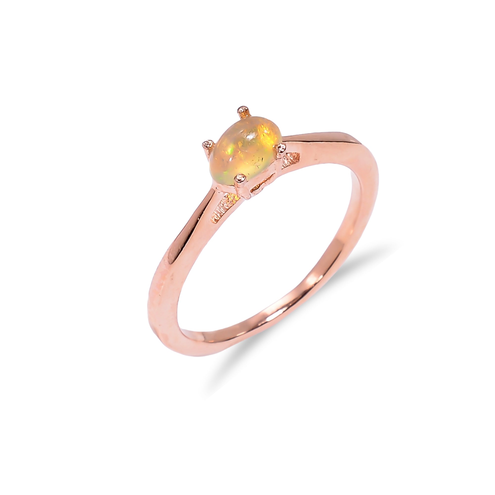 Ethiopian opal ring for women with October birthstone, 925 sterling silver, featuring a fiery fire opal setting, from Himalya Quartz