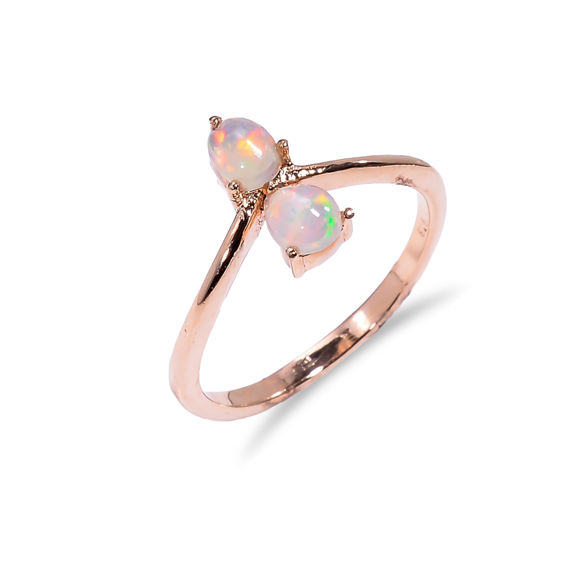 Ethiopian opal ring in 925 sterling silver with a 3x5mm natural opal, elegant women’s opal ring from Himalya Quartz.