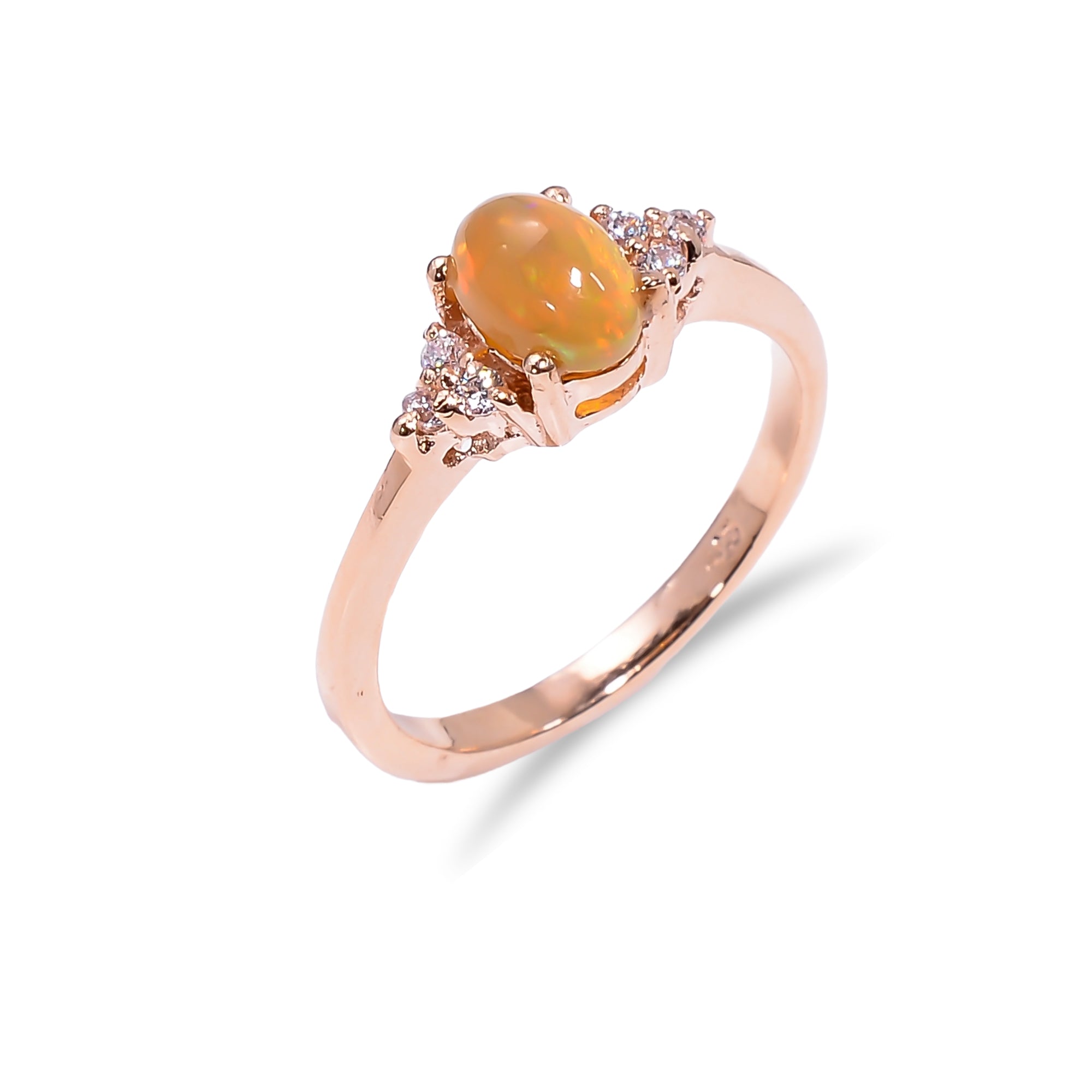 Ethiopian Opal ring in 925 sterling silver with a 7x5mm oval fire opal, jewelry for women by Himalya Quartz.