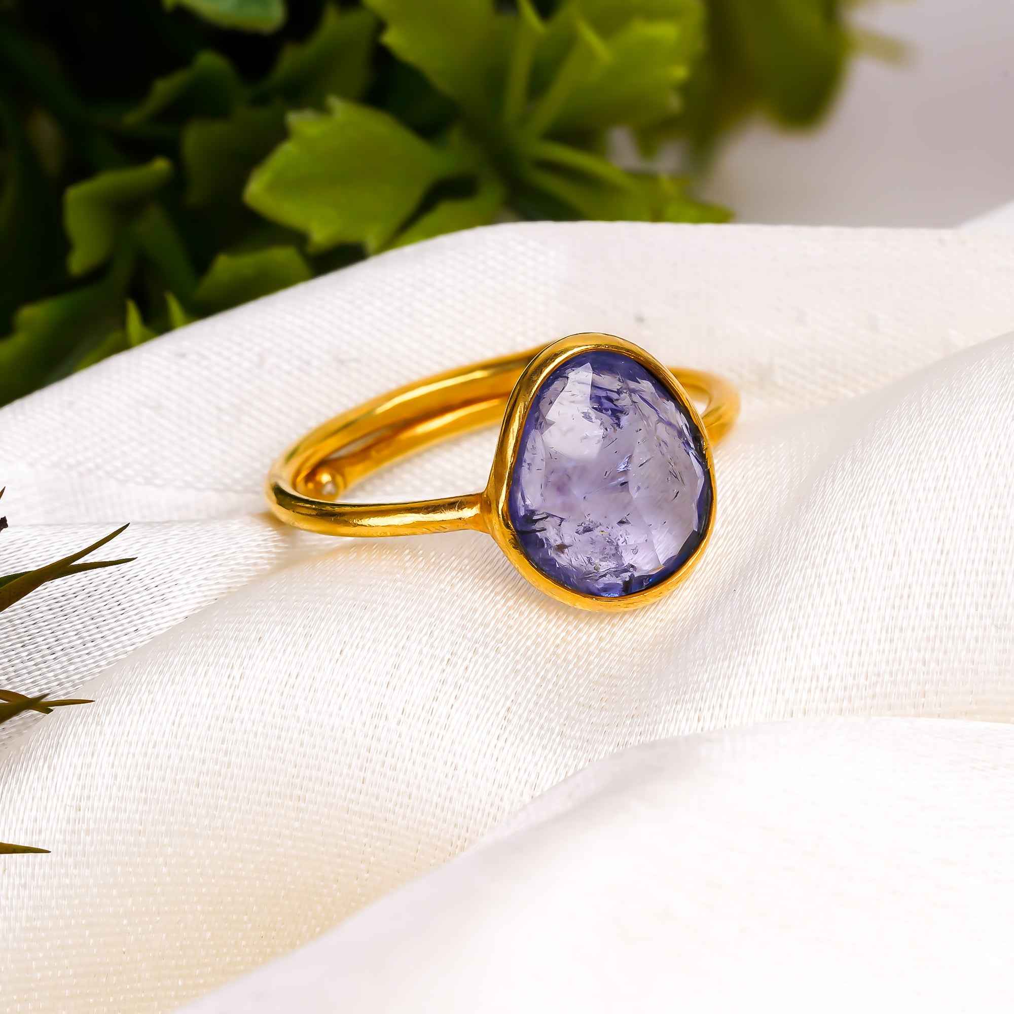 Tanzanite Ring Yellow Gold Plated 925 Sterling Silver Gemstone Ring December