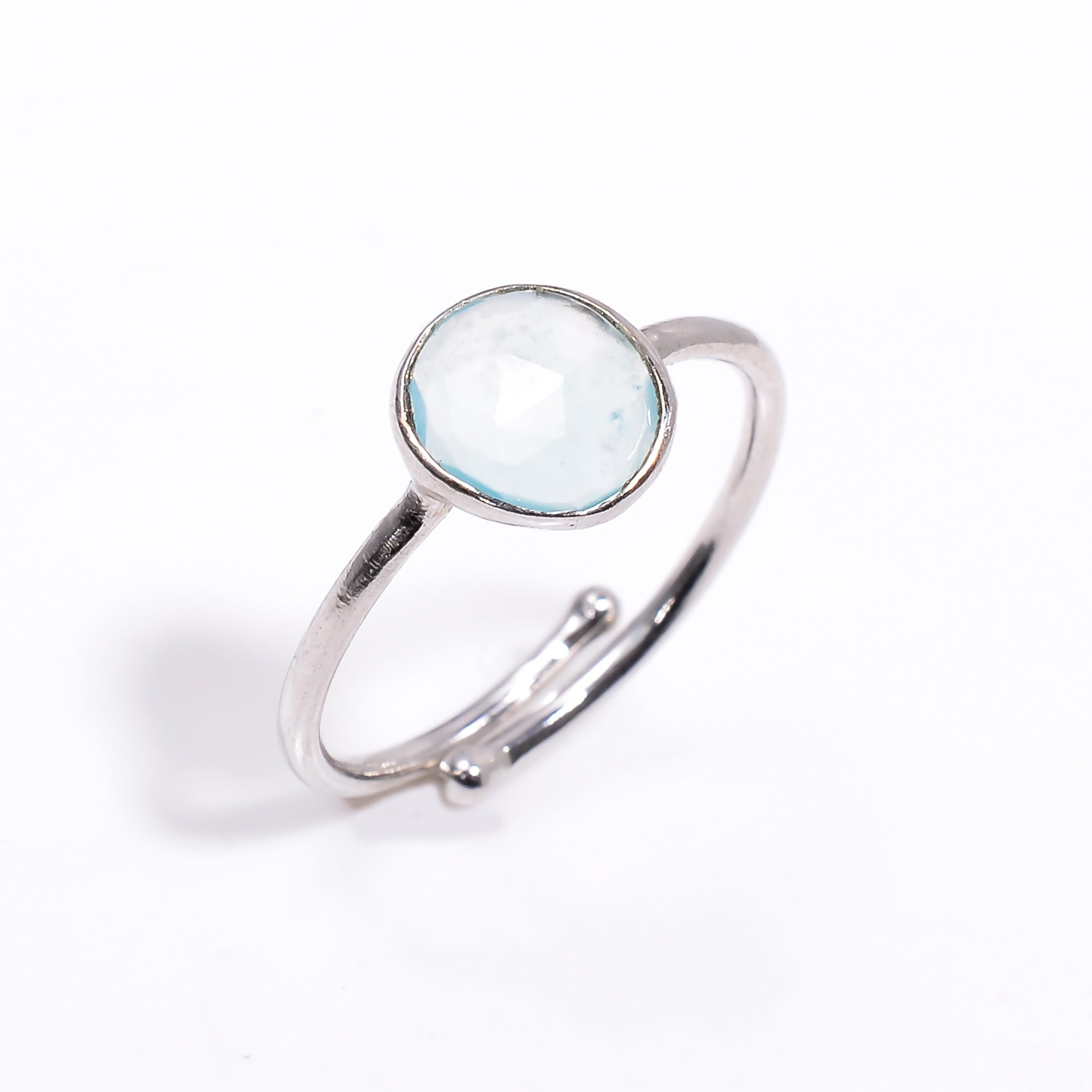 Aquaprase Ring 925 Sterling Silver Natural Aquaprase Ring Handmade Blue Chalcedony Jewelry Gift for Her
