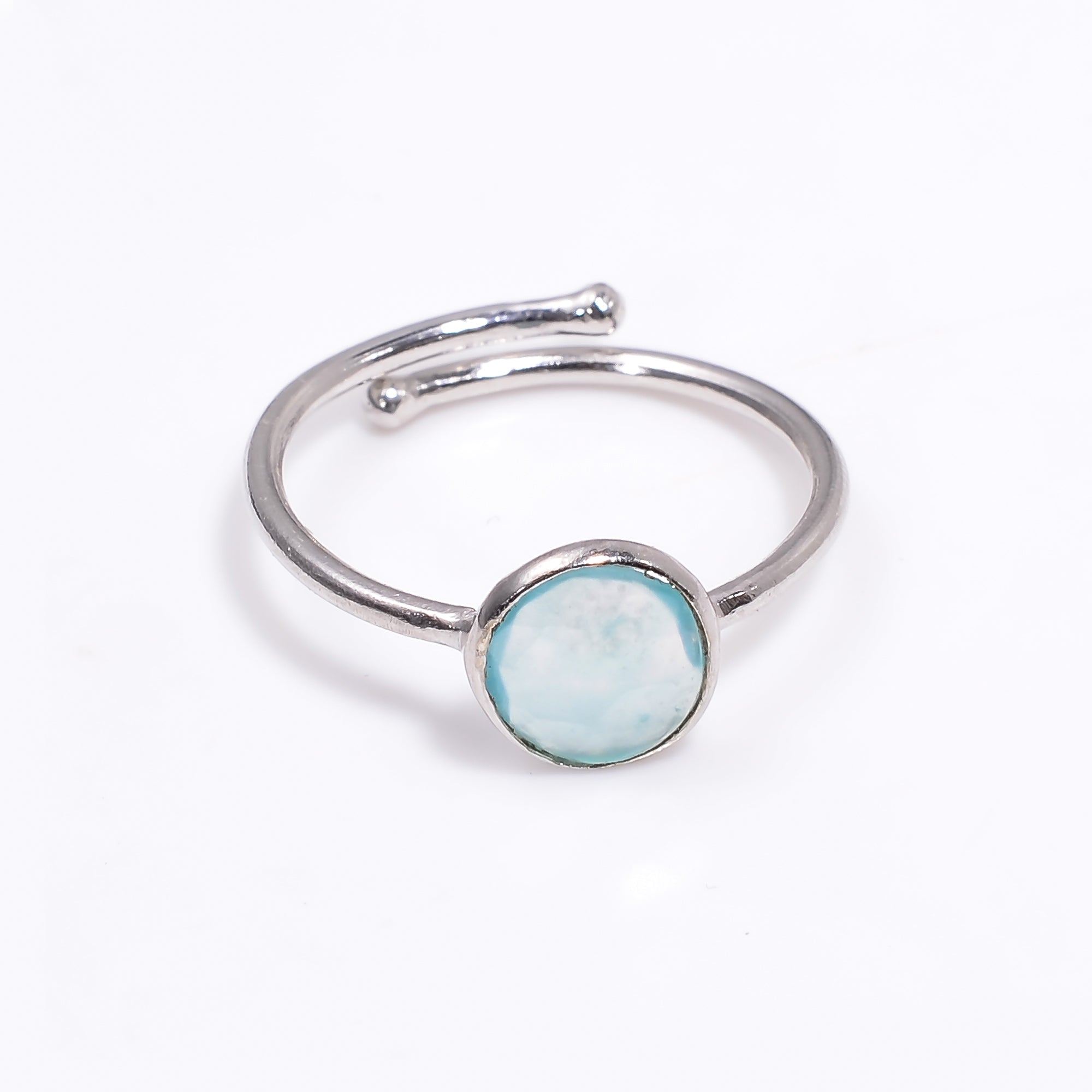 Aquaprase Ring 925 Sterling Silver Natural Aquaprase Ring Handmade Blue Chalcedony Jewelry Gift for Her