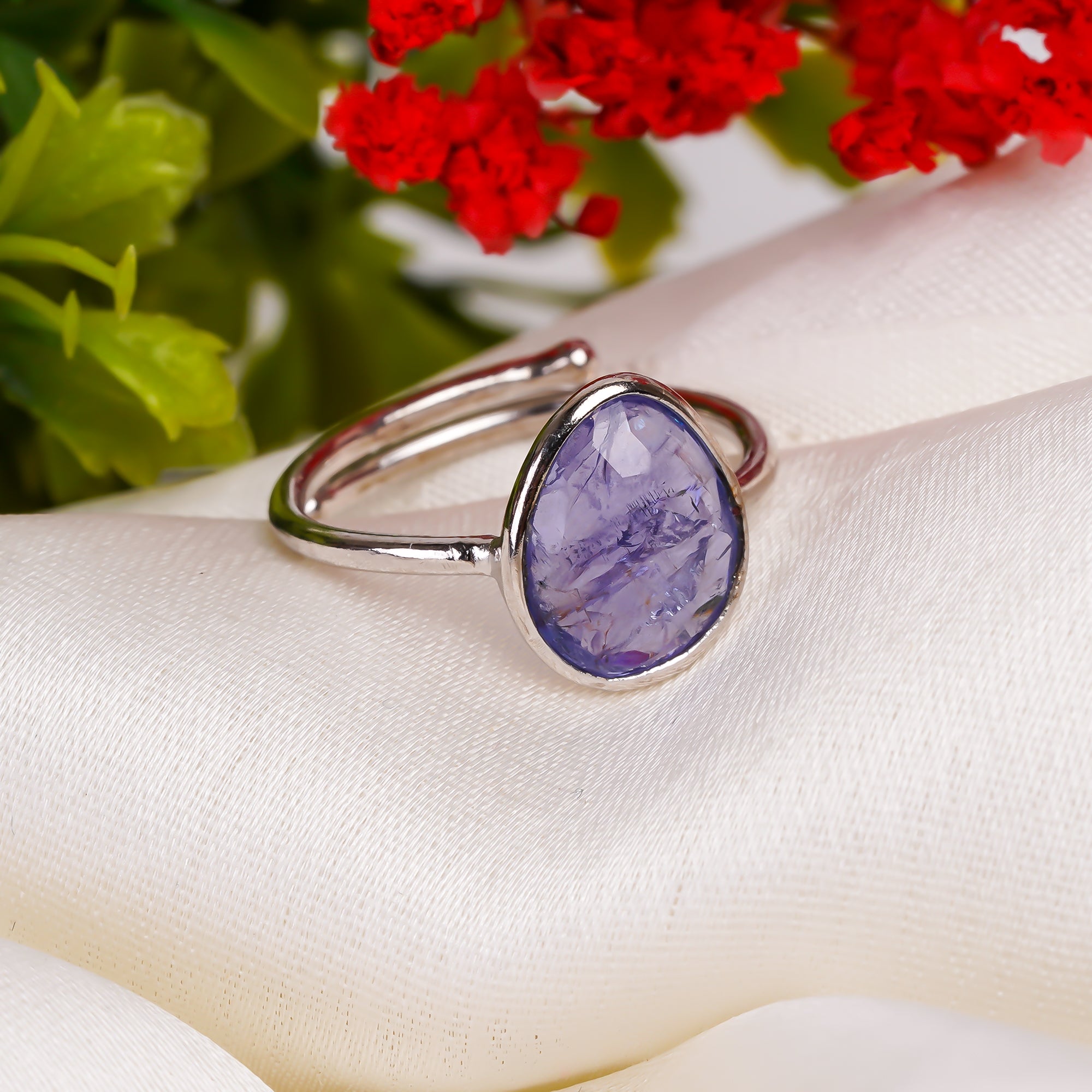 Tanzanite Ring 925 Sterling Silver Natural Tanzanite Ring Handmade December Birthstone Jewelry Gift for Her