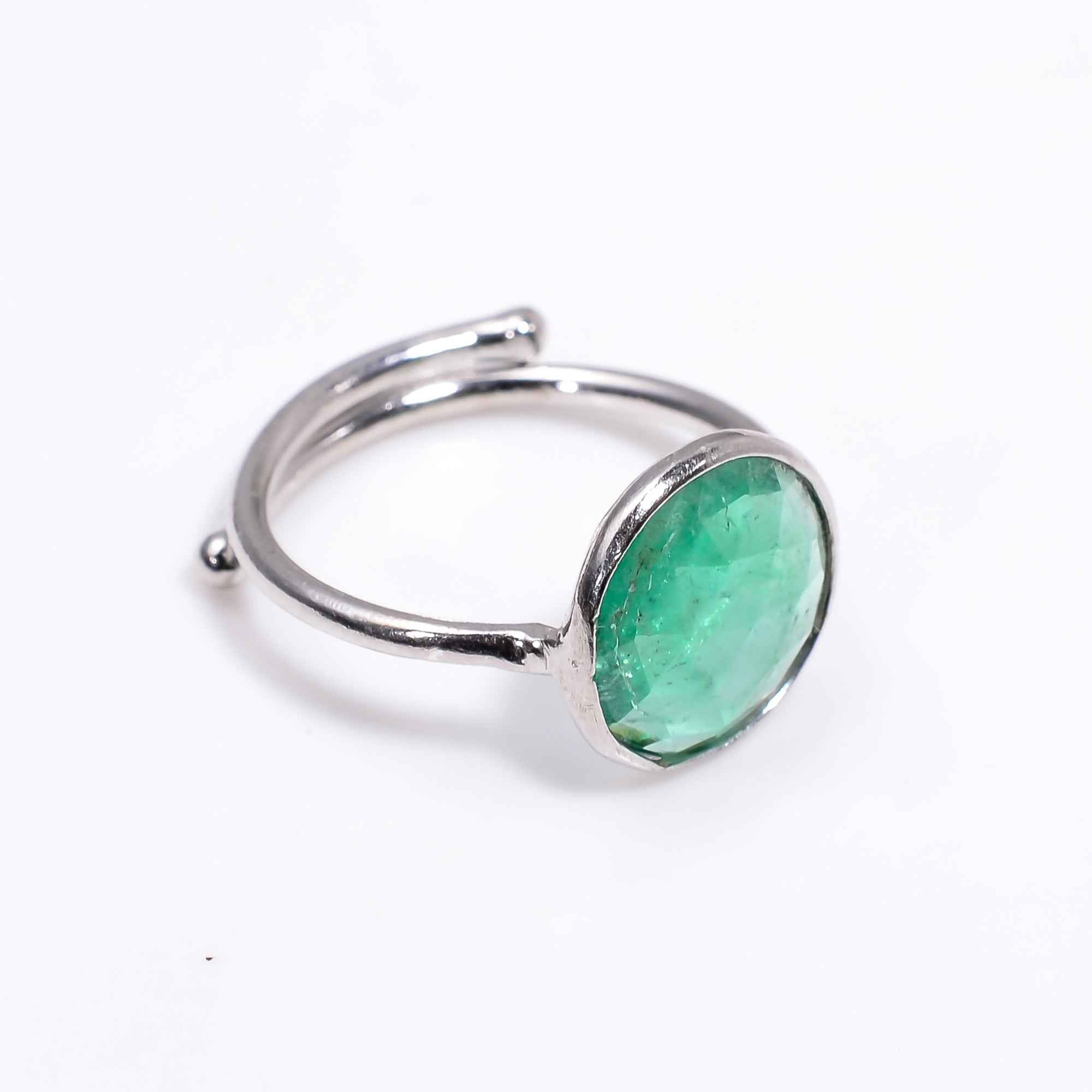 Natural Emerald Green Gemstone Ring in 925 Sterling Silver | Handmade May Birthstone Jewelry