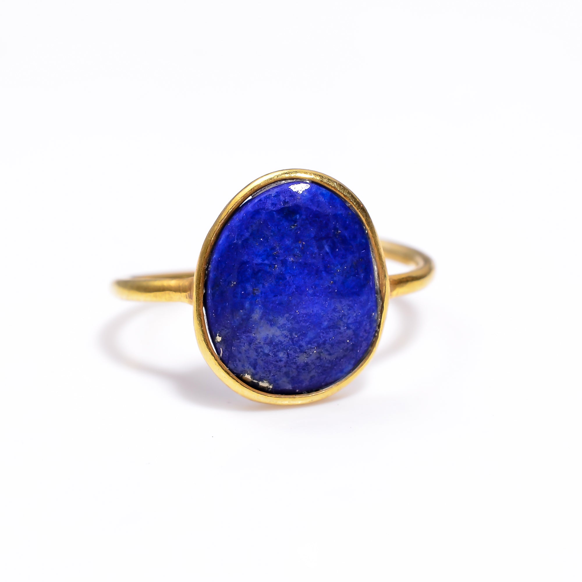 Lapis Lazuli Ring in Yellow Gold Plated 925 Sterling Silver