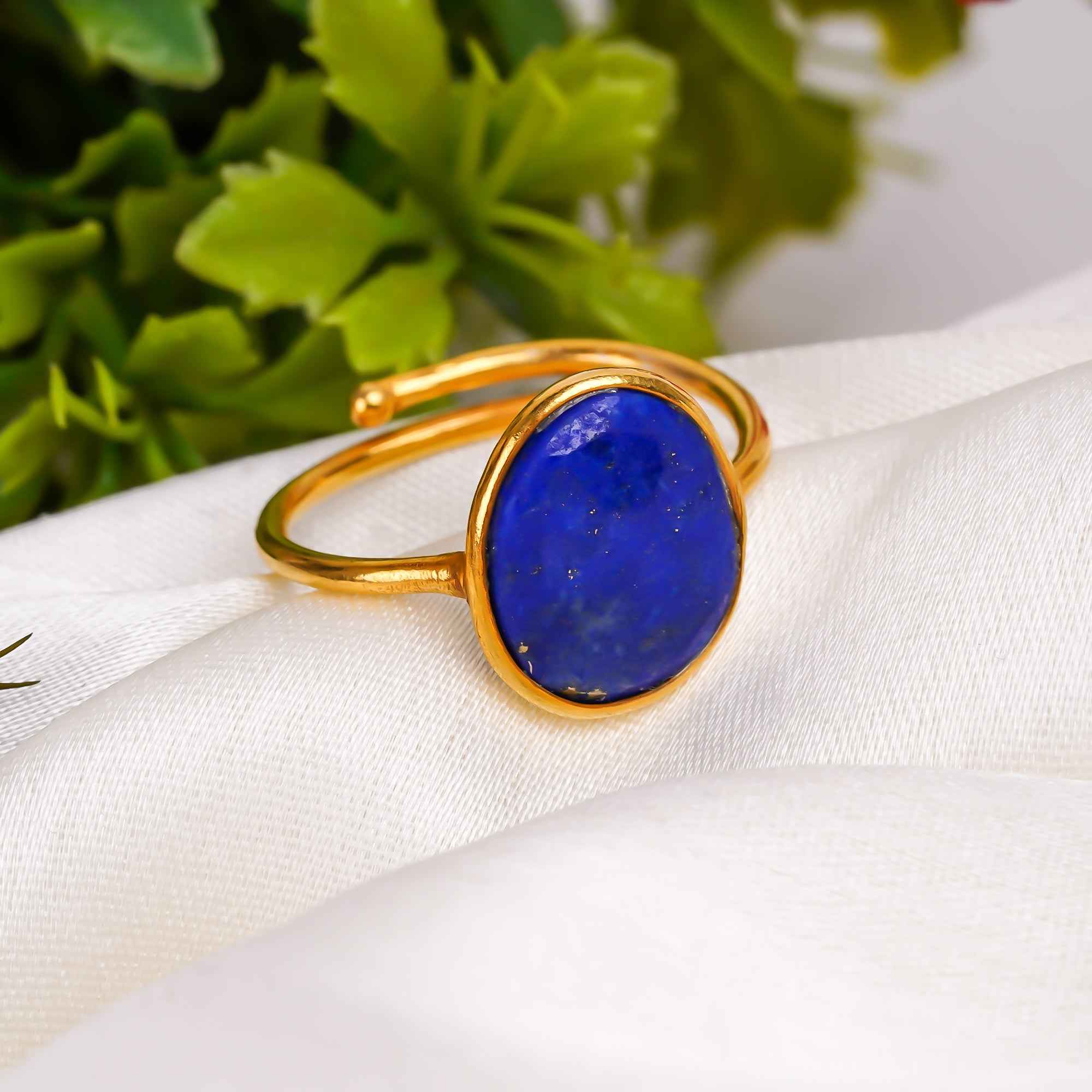 Lapis Lazuli Ring in Yellow Gold Plated 925 Sterling Silver