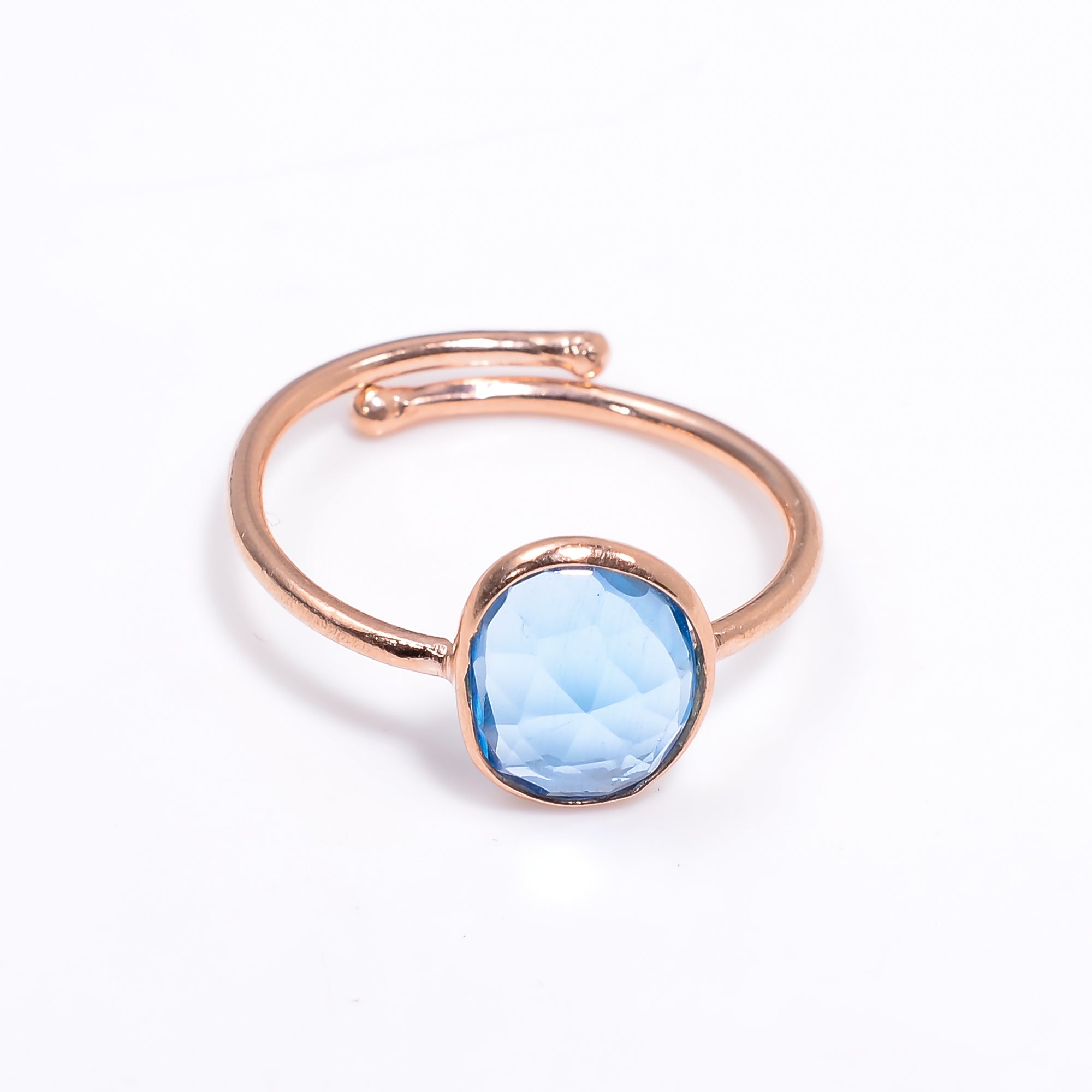Swiss Blue Topaz Ring Rose Gold Plated 925 Sterling Silver Natural Topaz Ring December Birthstone Jewelry