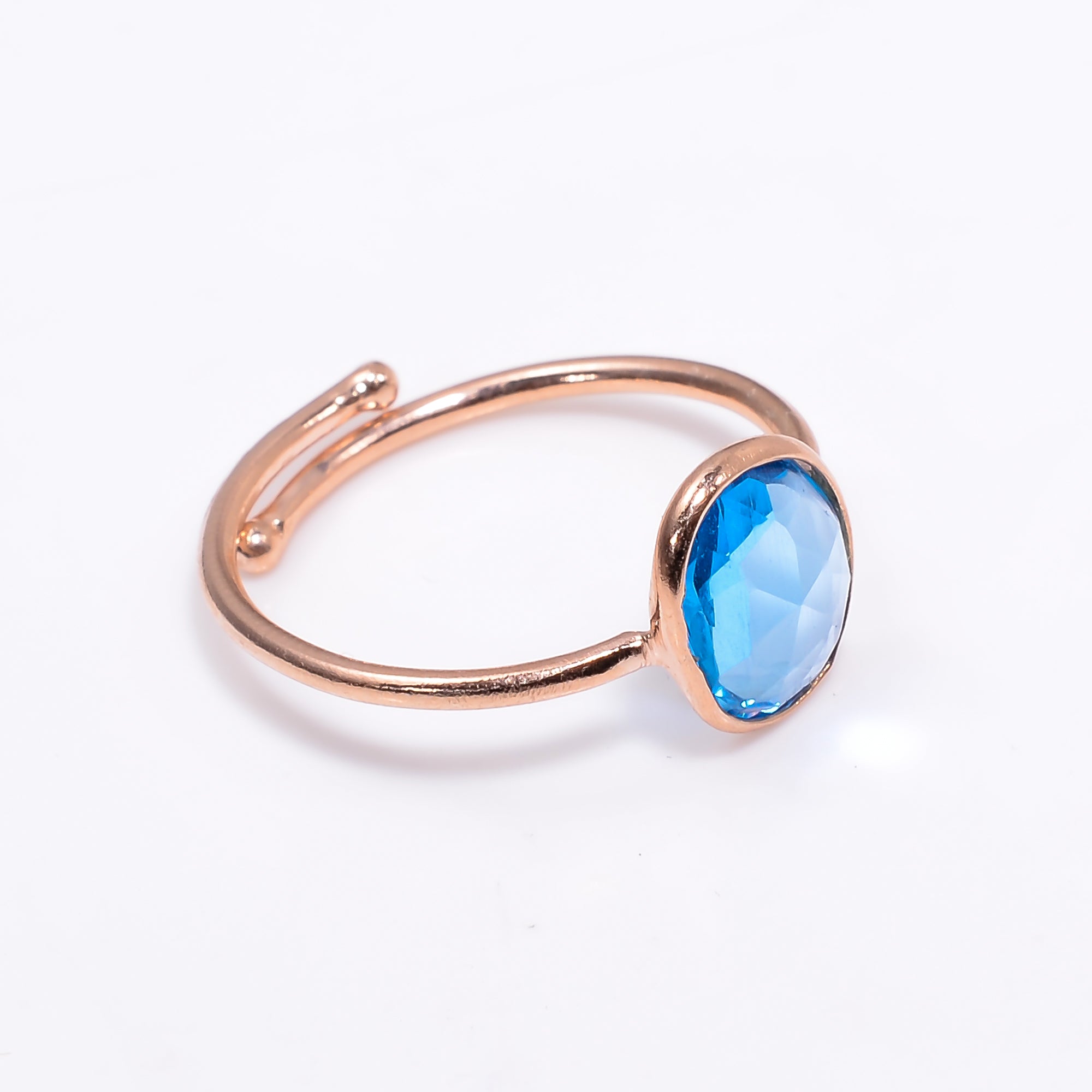 Swiss Blue Topaz Ring Rose Gold Plated 925 Sterling Silver Natural Topaz Ring December Birthstone Jewelry