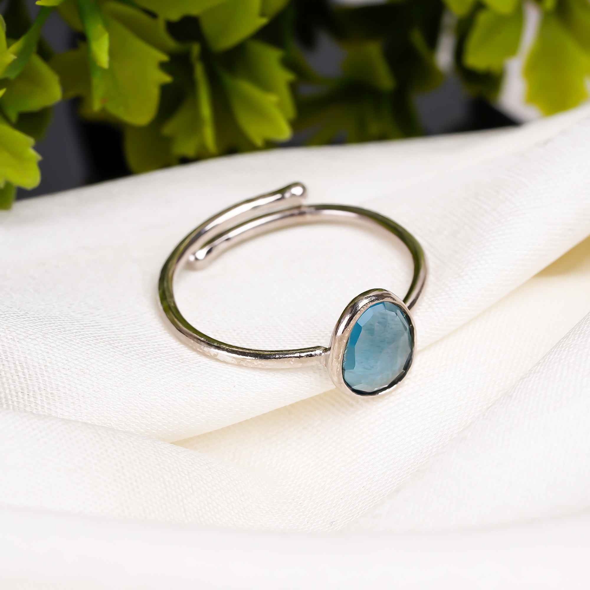 London Blue Topaz Ring 925 Sterling Silver Natural Blue Topaz Ring Handmade December Birthstone Jewelry