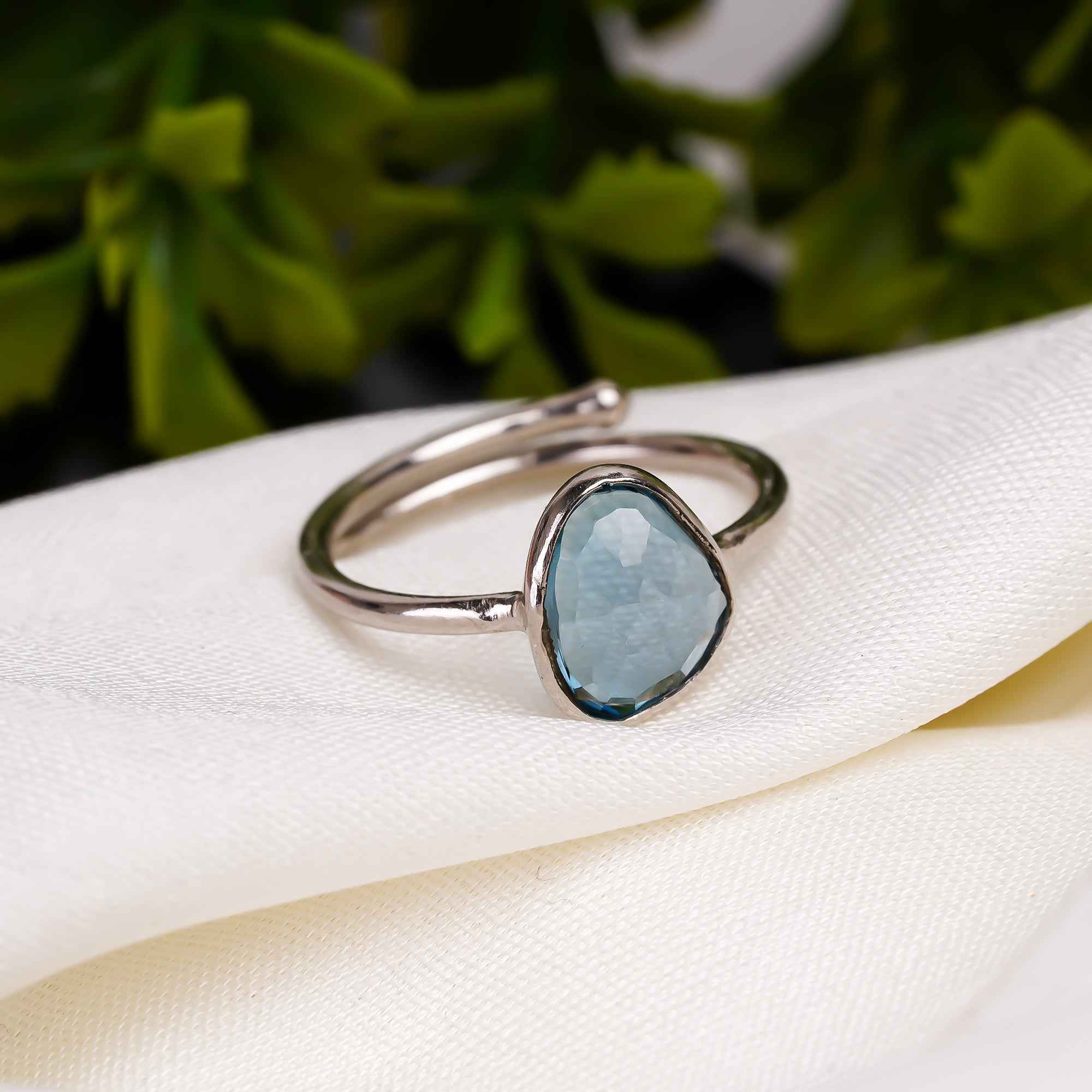 London Blue Topaz Ring 925 Sterling Silver Natural Blue Topaz Ring Handmade December Birthstone Jewelry