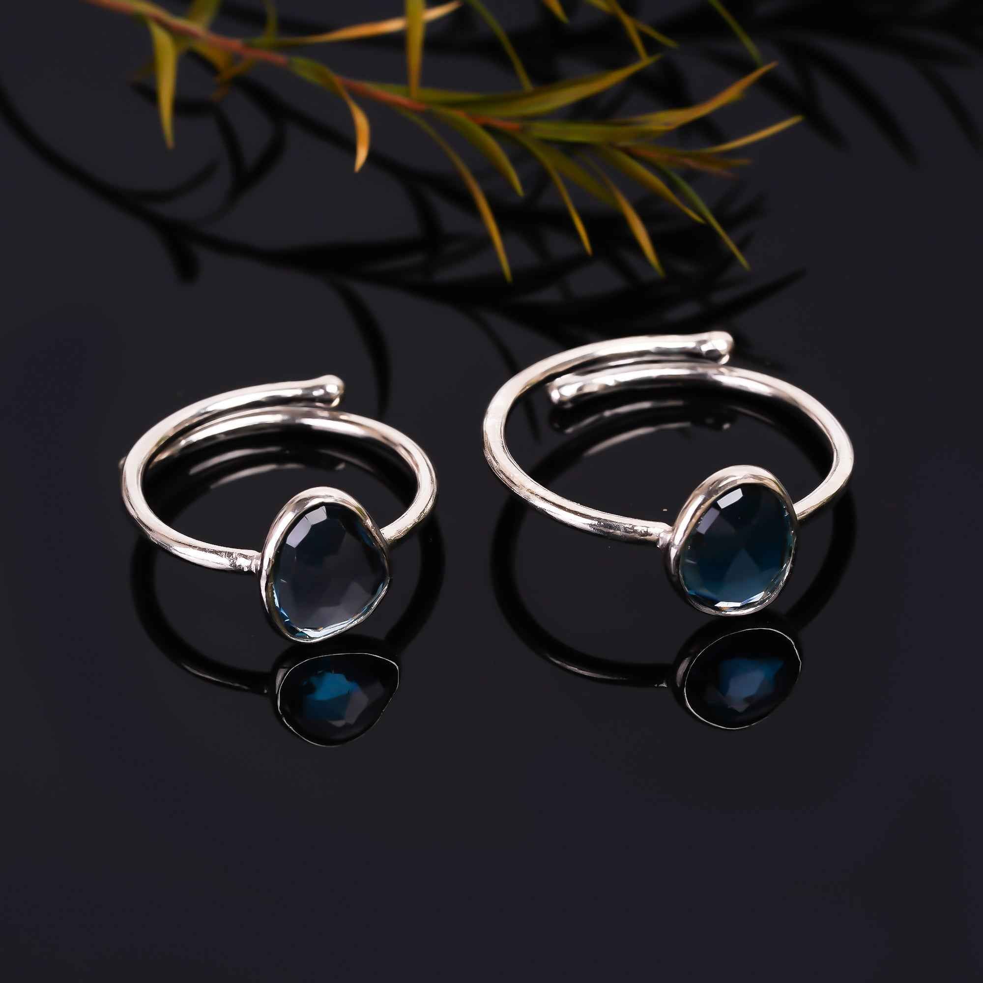 London Blue Topaz Ring 925 Sterling Silver Natural Blue Topaz Ring Handmade December Birthstone Jewelry