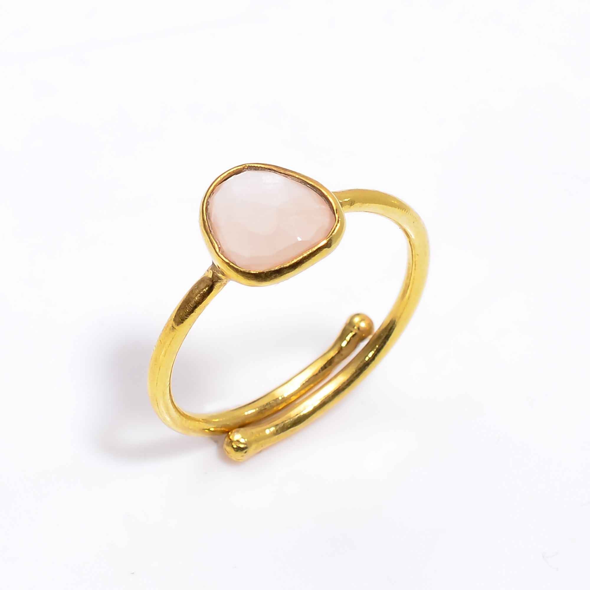 Peach Moonstone Ring 925 Sterling Silver Natural Peach Moonstone Ring Handmade Gemstone Jewelry Gift for Her