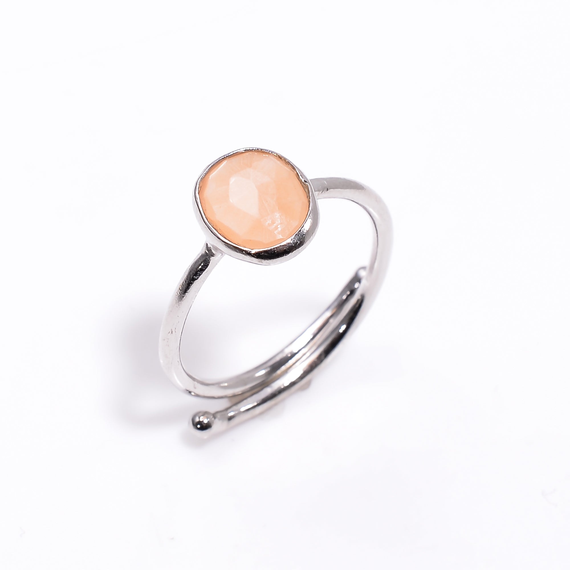 Peach Moonstone Ring 925 Sterling Silver Natural Peach Moonstone Ring Handmade Gemstone Jewelry Gift for Her
