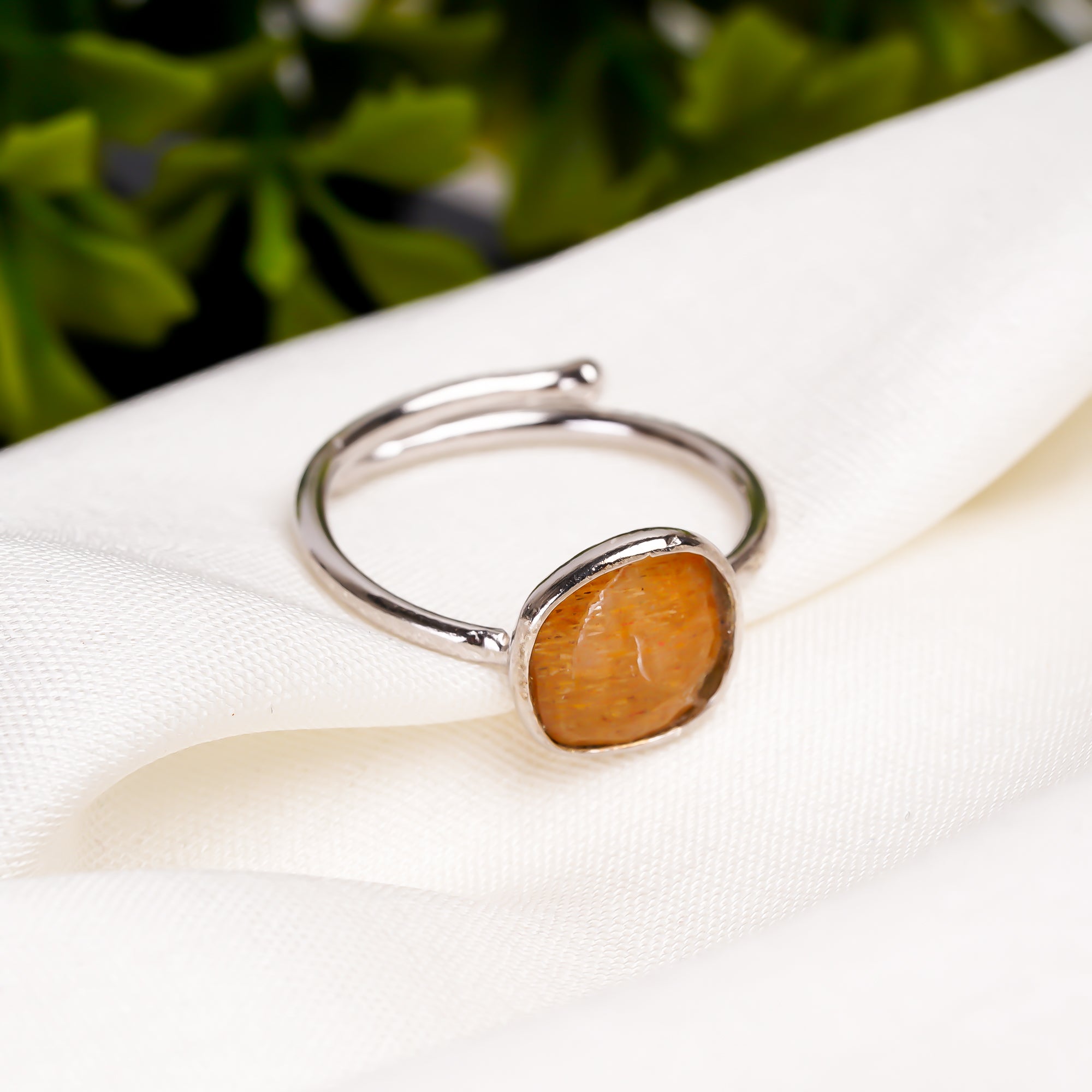 Golden Feldspar Ring 925 Sterling Silver Natural Feldspar Ring Handmade Gift