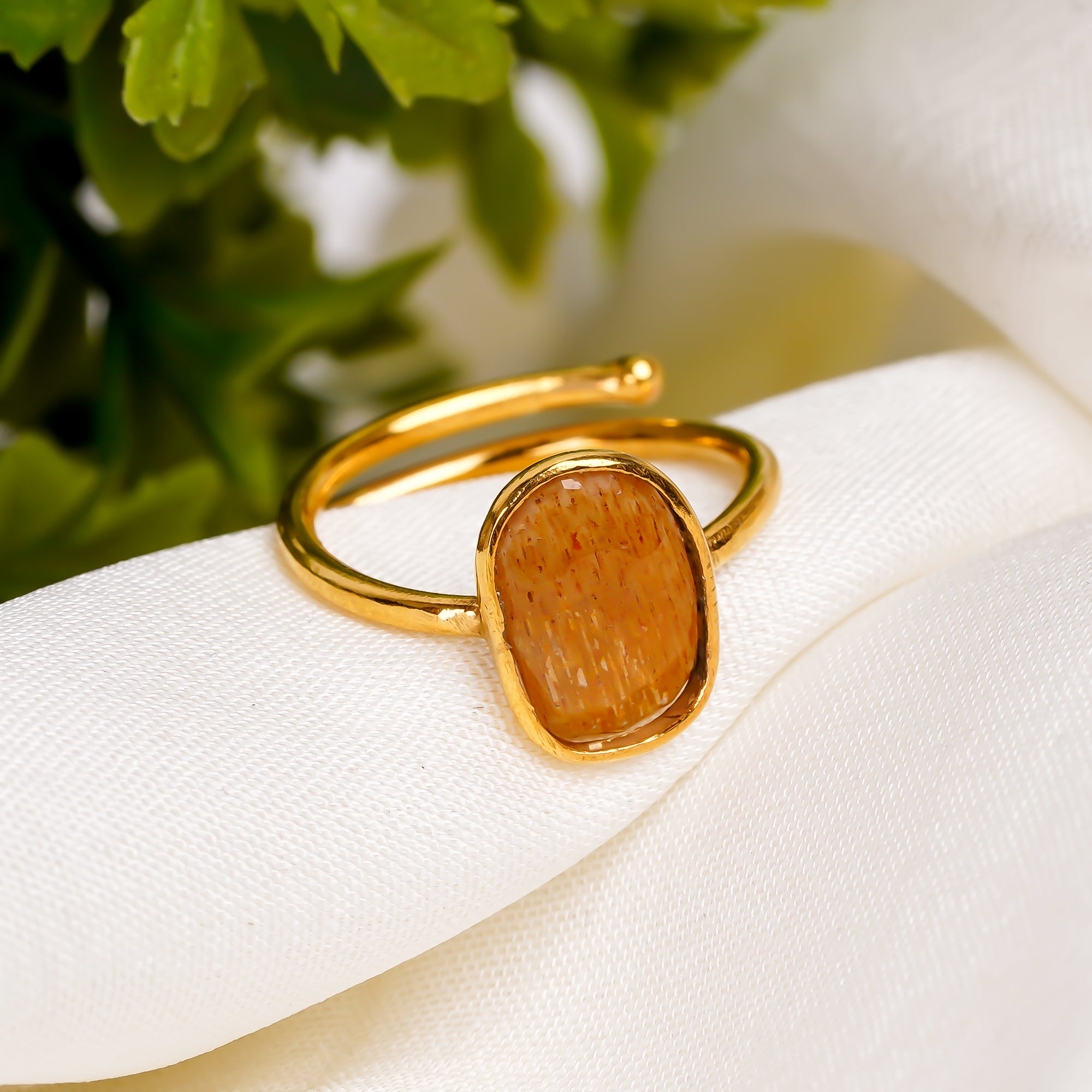 Golden Feldspar Ring 925 Sterling Silver Natural Feldspar Ring Handmade Gift