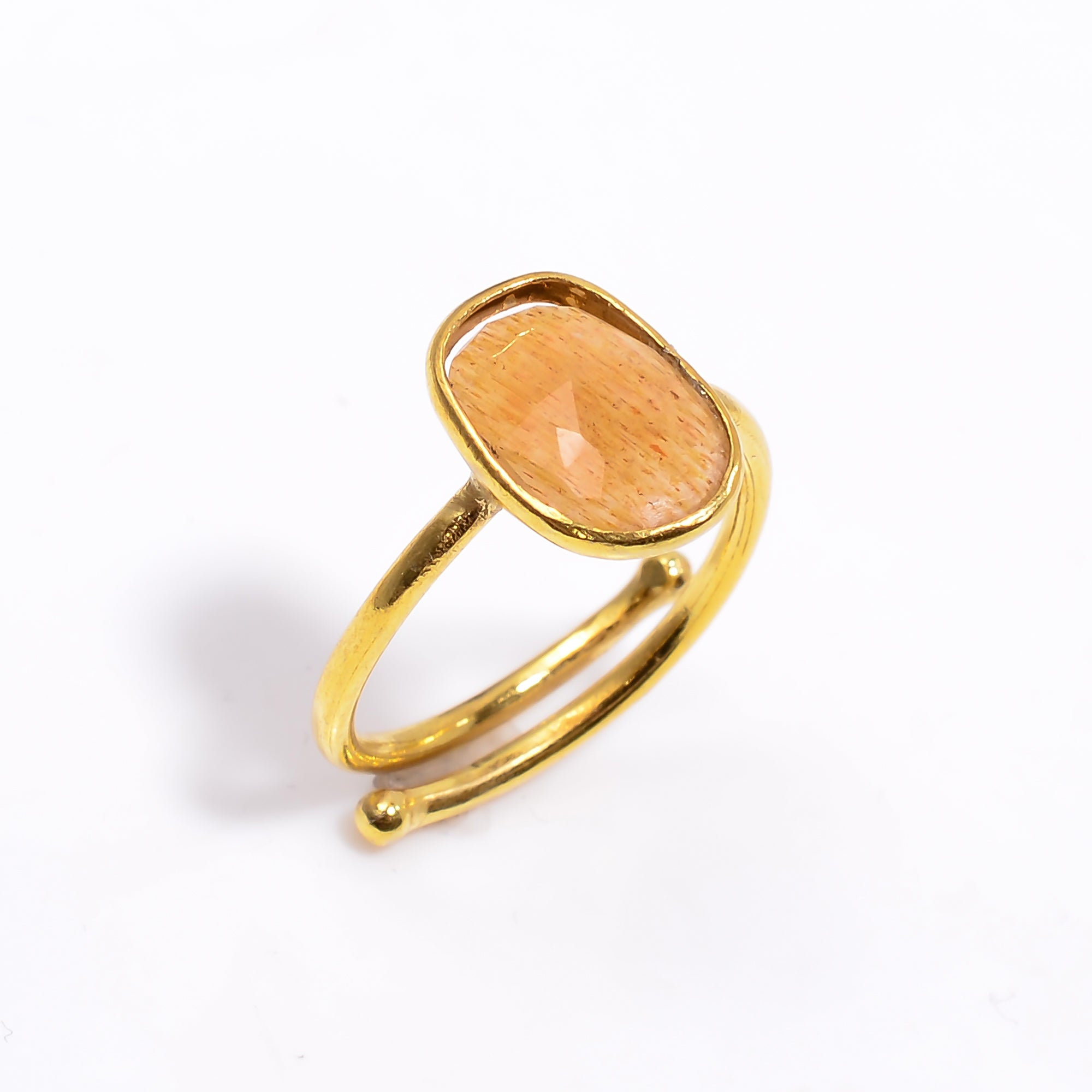 Golden Feldspar Ring 925 Sterling Silver Natural Feldspar Ring Handmade Gift