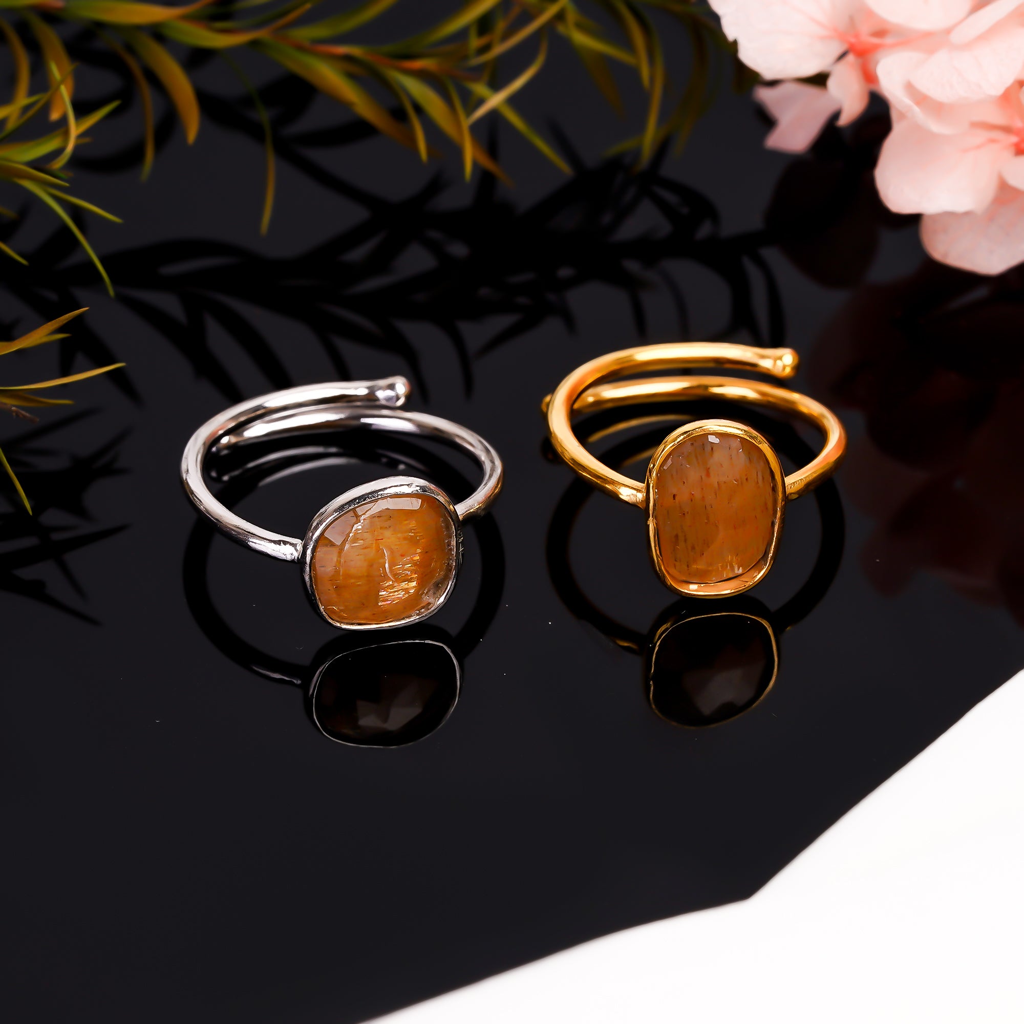 Golden Feldspar Ring 925 Sterling Silver Natural Feldspar Ring Handmade Gift