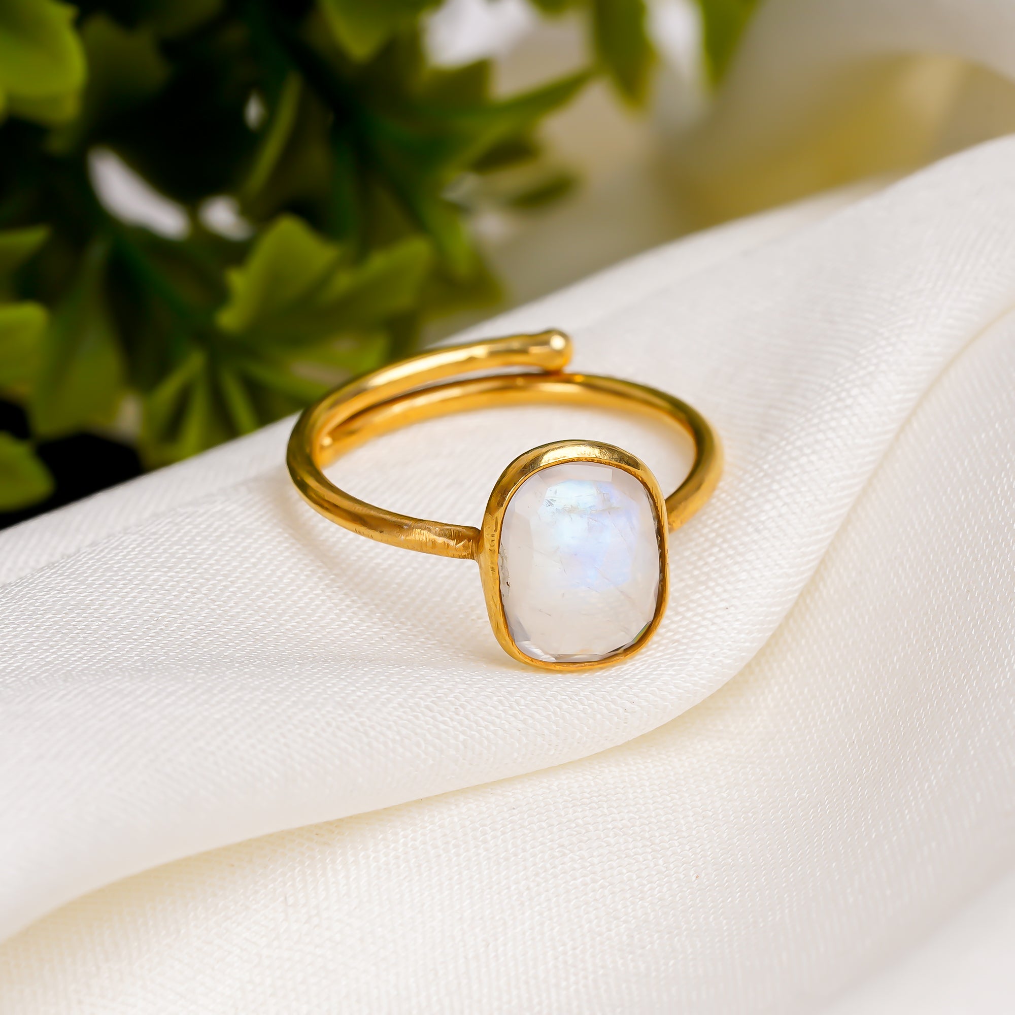 Rainbow Moonstone Ring 925 Sterling Silver Natural White Rainbow Moonstone Ring Handmade June Birthstone Jewelry