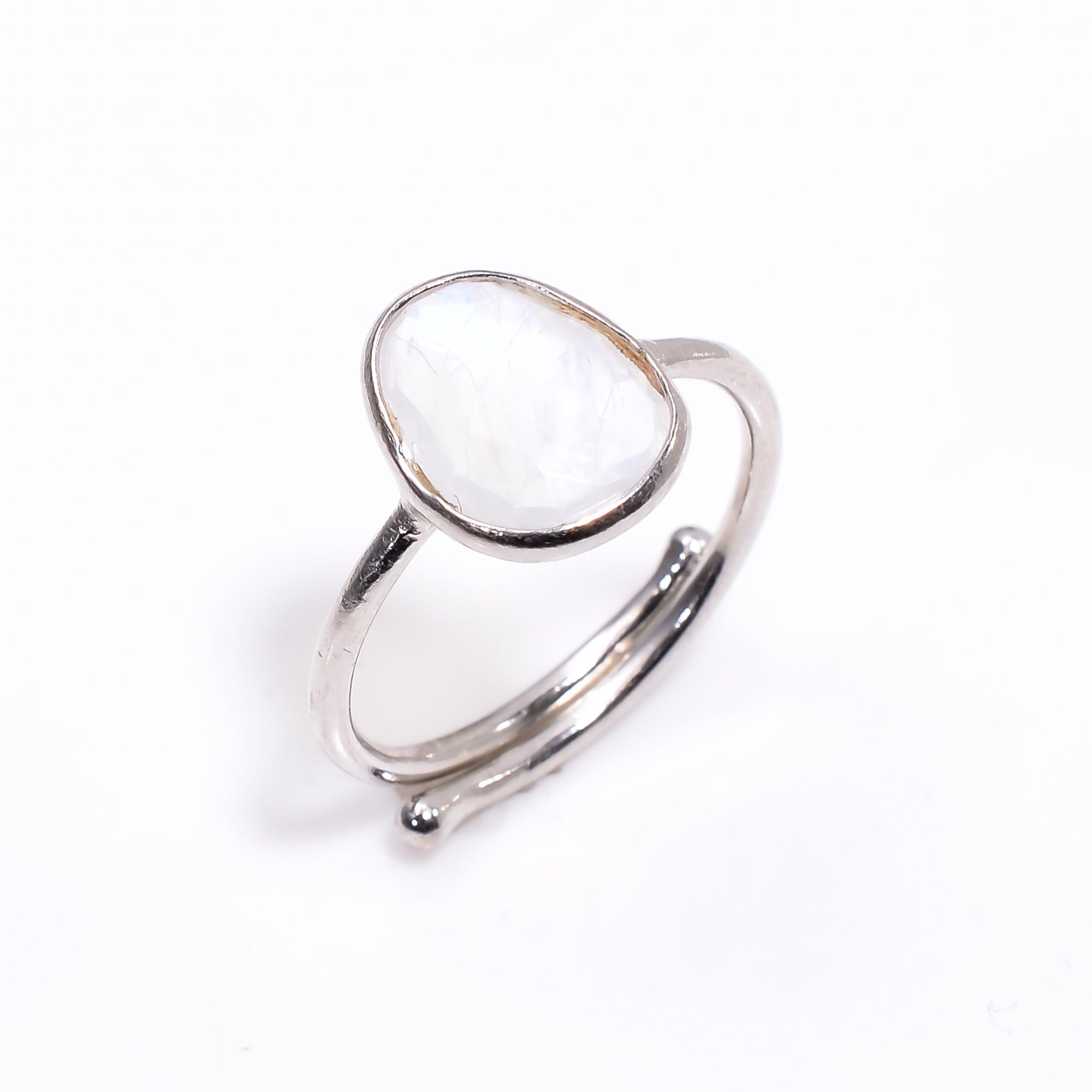 Rainbow Moonstone Ring 925 Sterling Silver Natural White Rainbow Moonstone Ring Handmade June Birthstone Jewelry