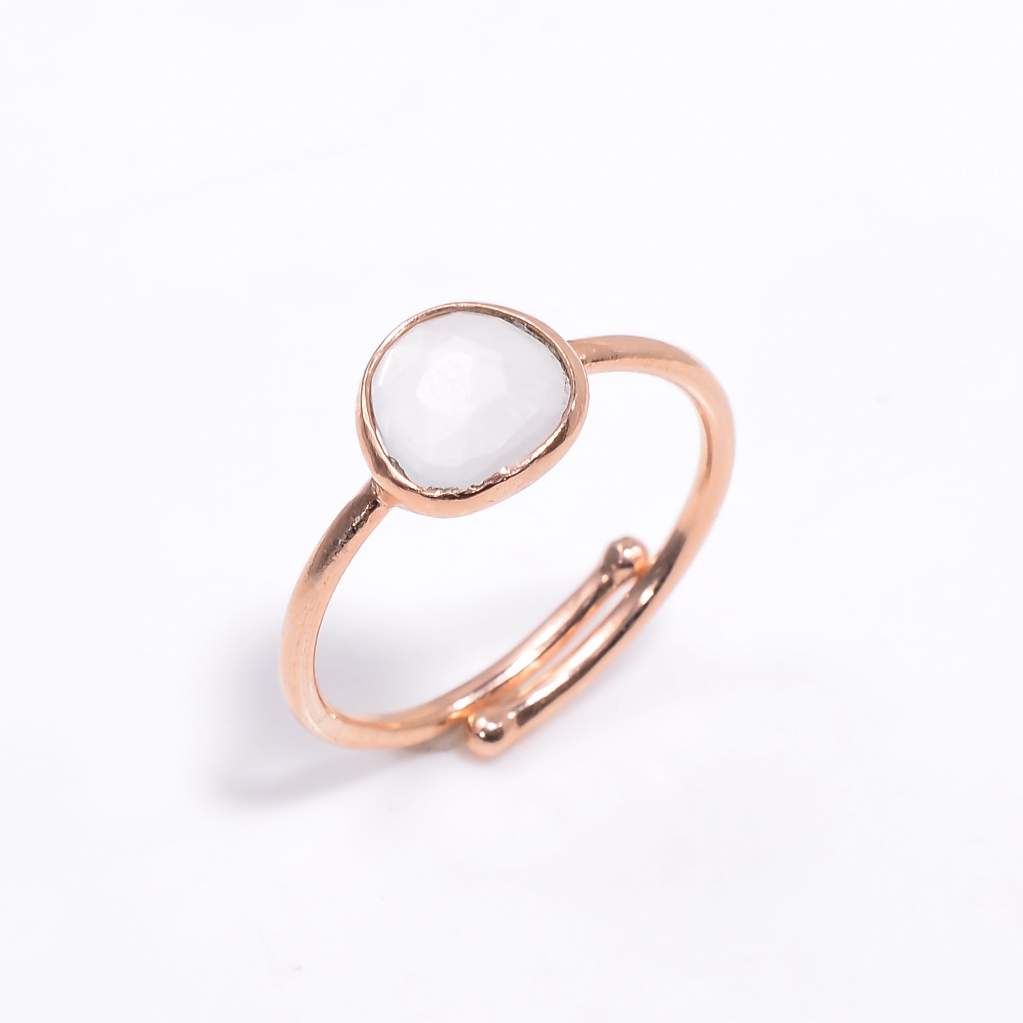 White Moonstone Ring Rose Gold Plated 925 Sterling Silver Natural Moonstone Ring Handmade June Birthstone Jewelry