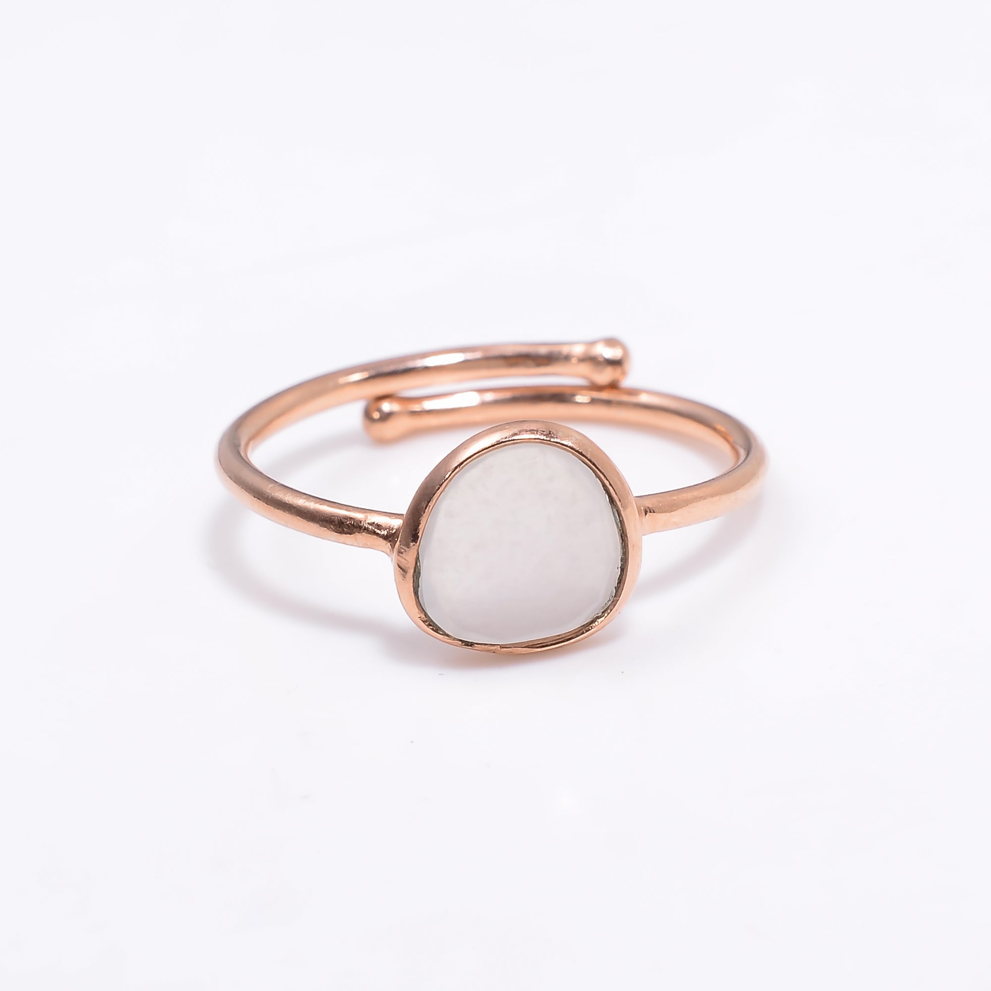 White Moonstone Ring Rose Gold Plated 925 Sterling Silver Natural Moonstone Ring Handmade June Birthstone Jewelry
