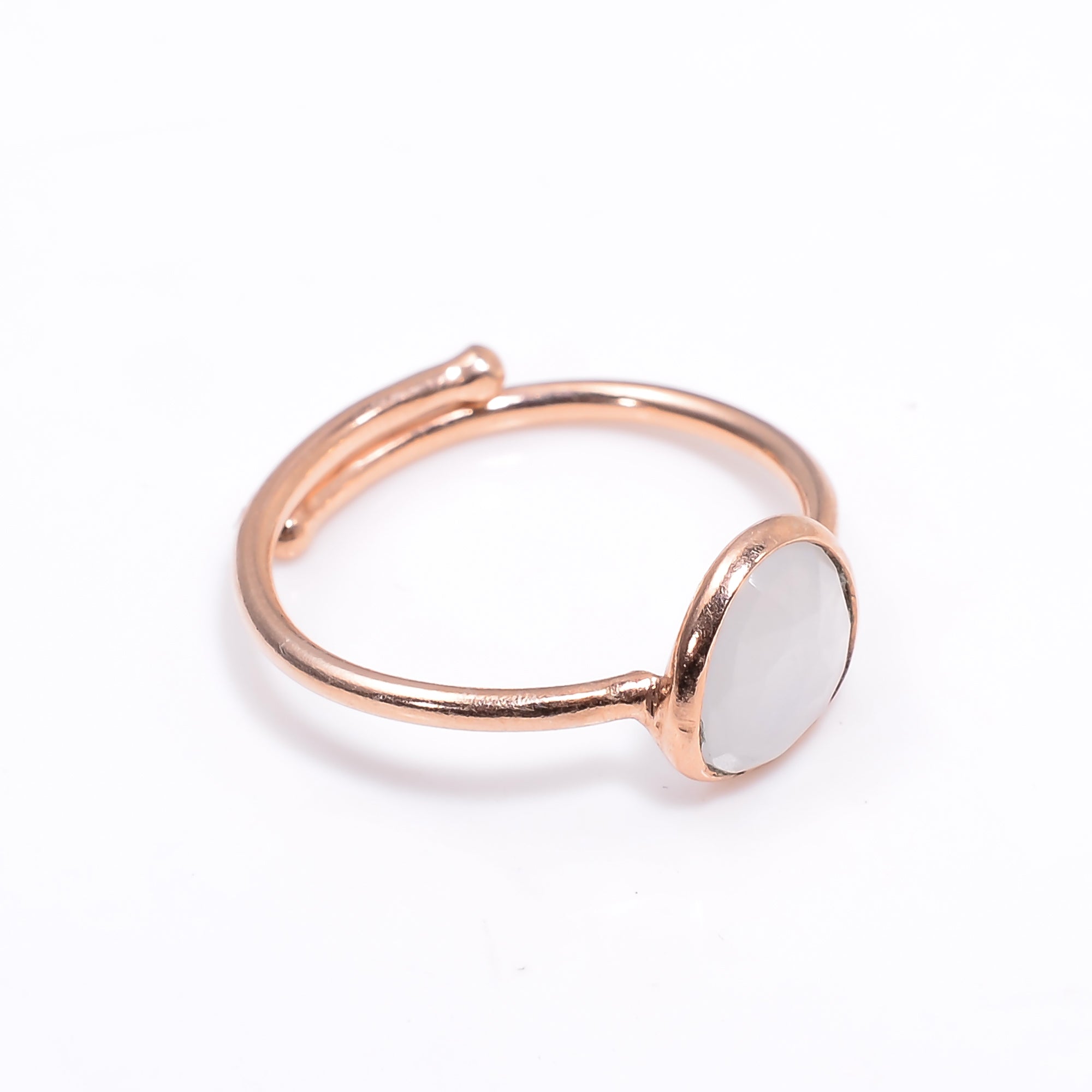 White Moonstone Ring Rose Gold Plated 925 Sterling Silver Natural Moonstone Ring Handmade June Birthstone Jewelry