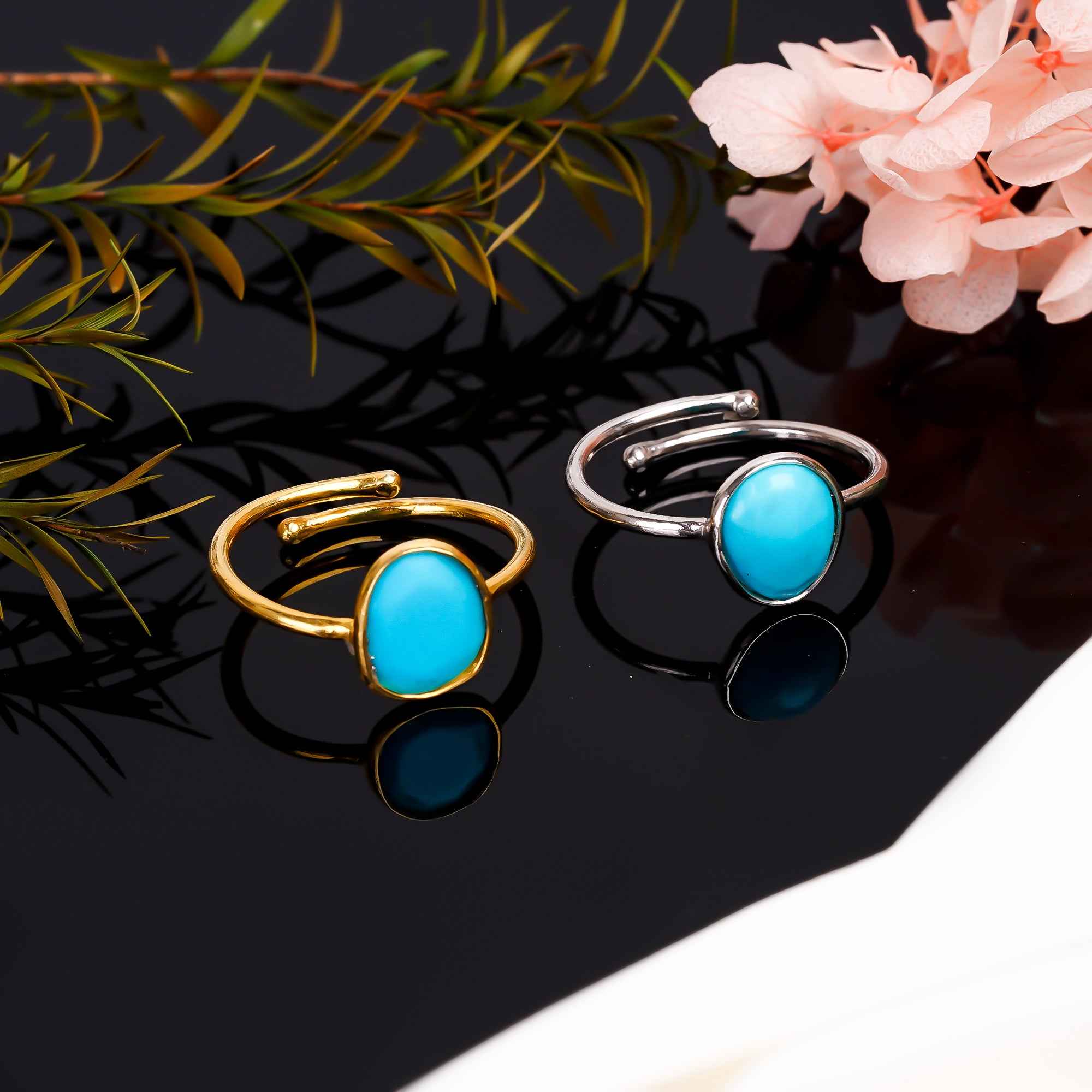 Turquoise Ring 925 Sterling Silver Natural Turquoise Ring Handmade December Birthstone Jewelry Gift for Her