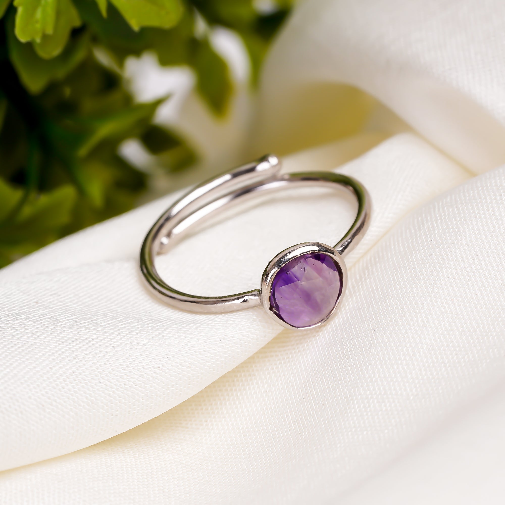 Amethyst Ring 925 Sterling Silver Purple Gemstone Ring Handmade February Birthstone Jewelry Gift for Her