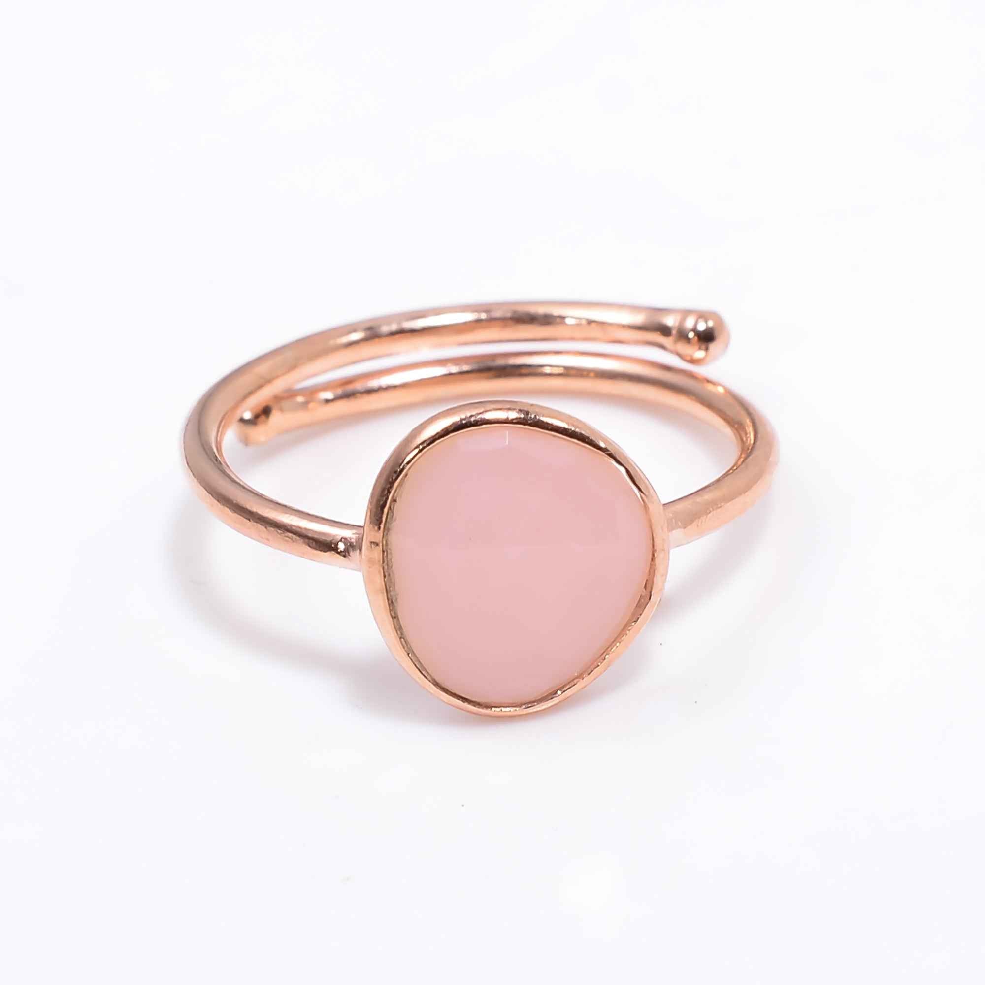 Pink Opal Ring Rose Gold Plated 925 Sterling Silver Natural Pink Opal Ring Artisan Healing Crystal Jewelry
