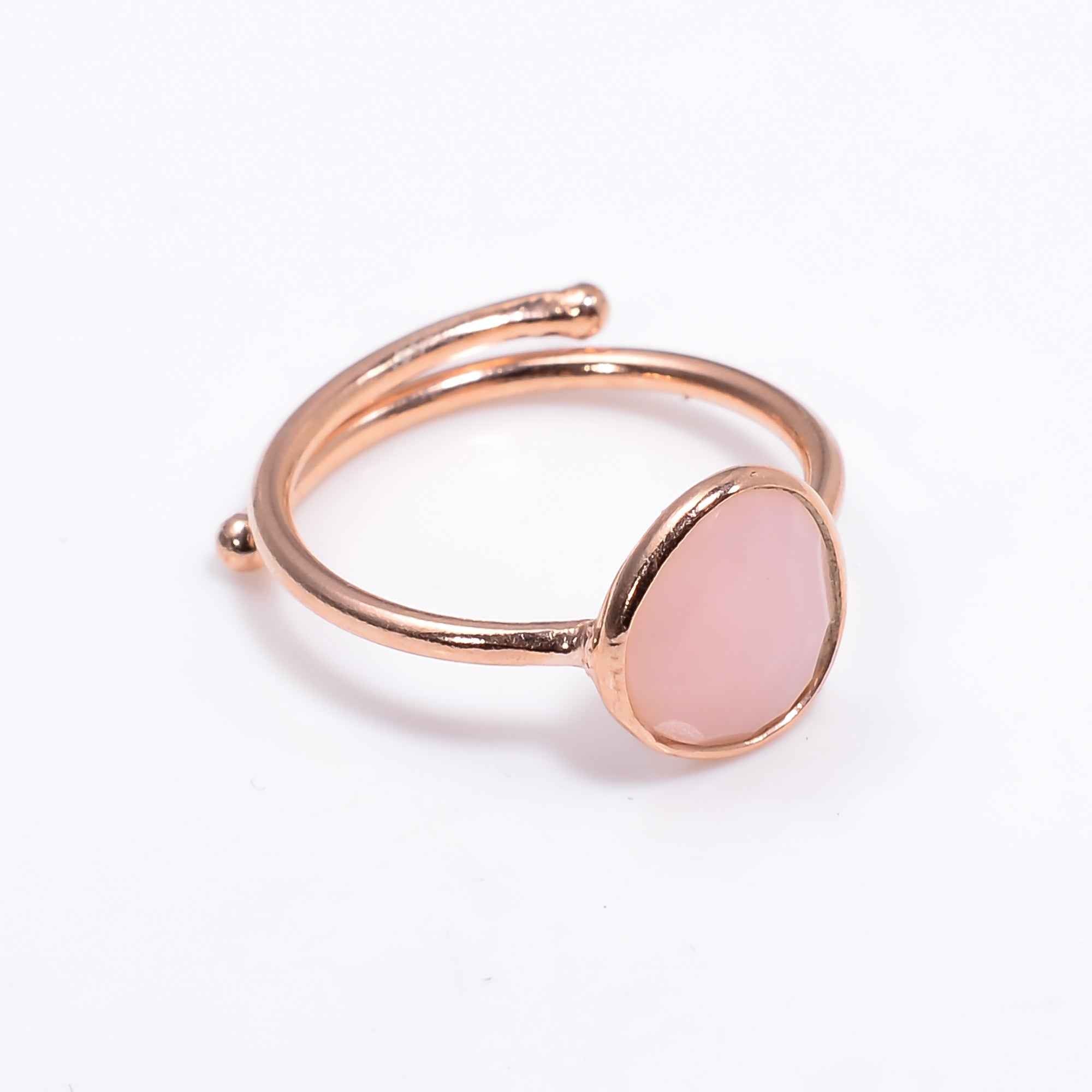 Pink Opal Ring Rose Gold Plated 925 Sterling Silver Natural Pink Opal Ring Artisan Healing Crystal Jewelry
