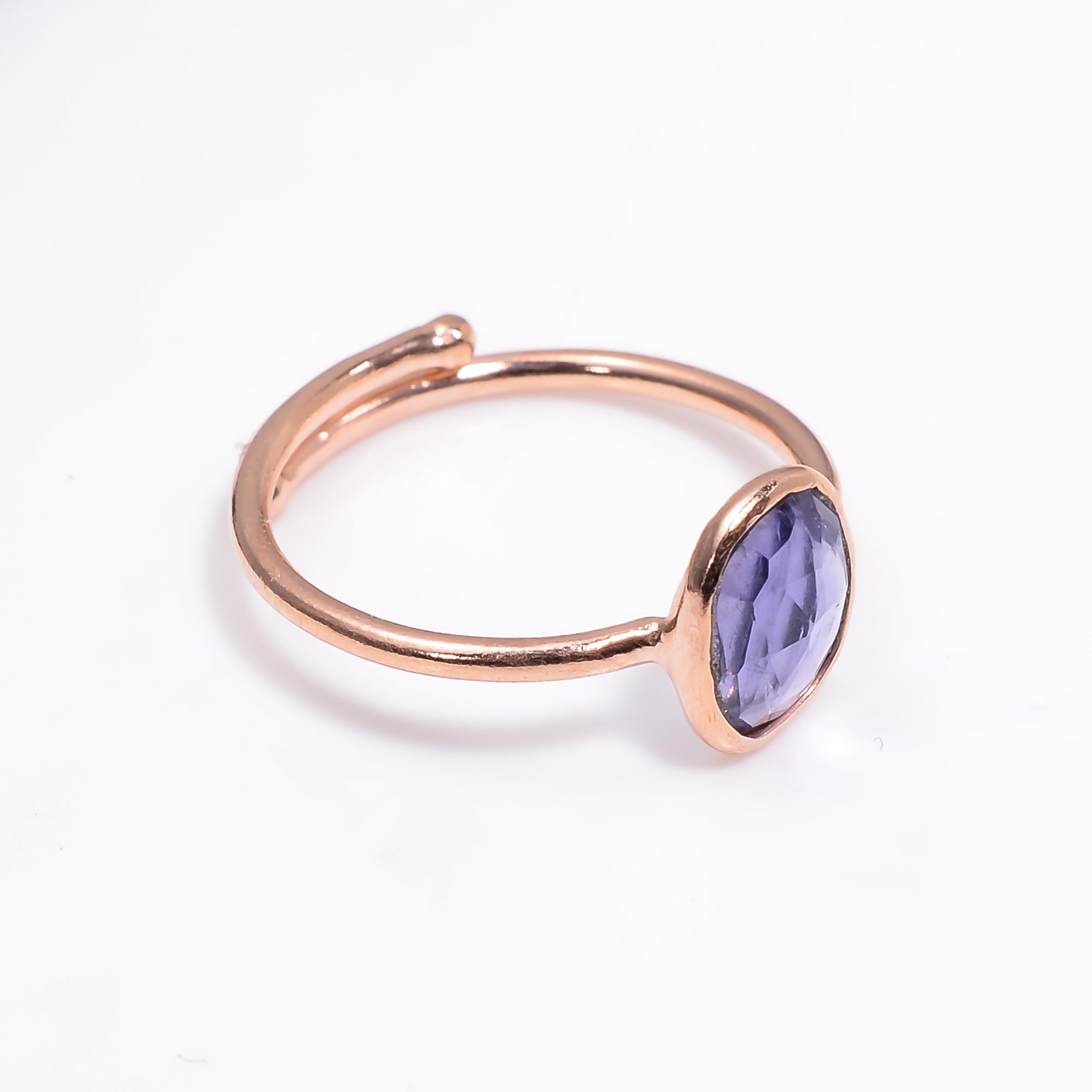 Iolite Ring Rose Gold Plated 925 Sterling Silver Natural Iolite Ring Handmade December Jewelry