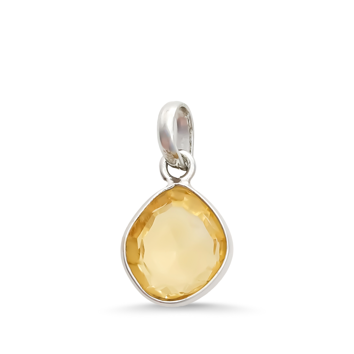 Citrine Rose Cut Pendant Medium Natural Gemstone Pendant 925 Sterling Silver Handmade Jewelry Gift