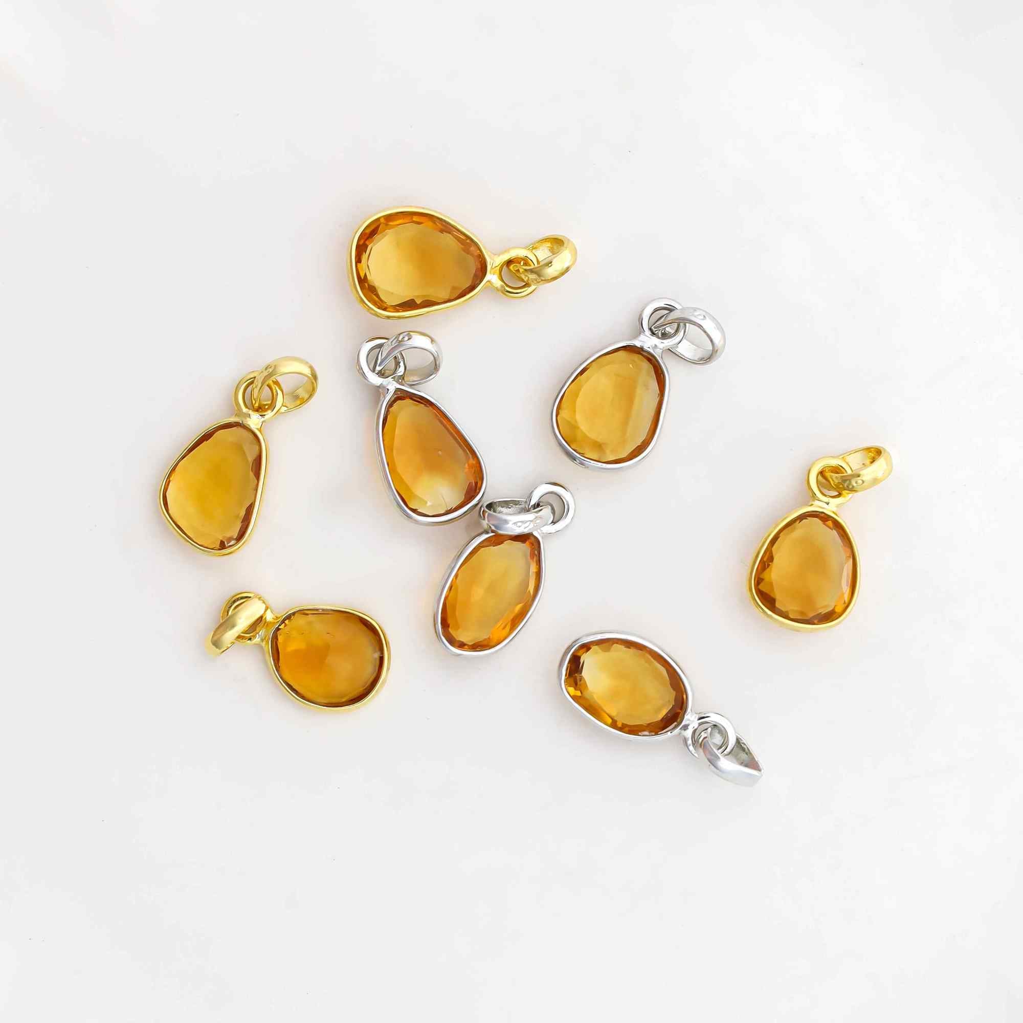 Natural Citrine Rose Cut Pendant Gemstone 925 Sterling Silver Handmade Jewelry Gift