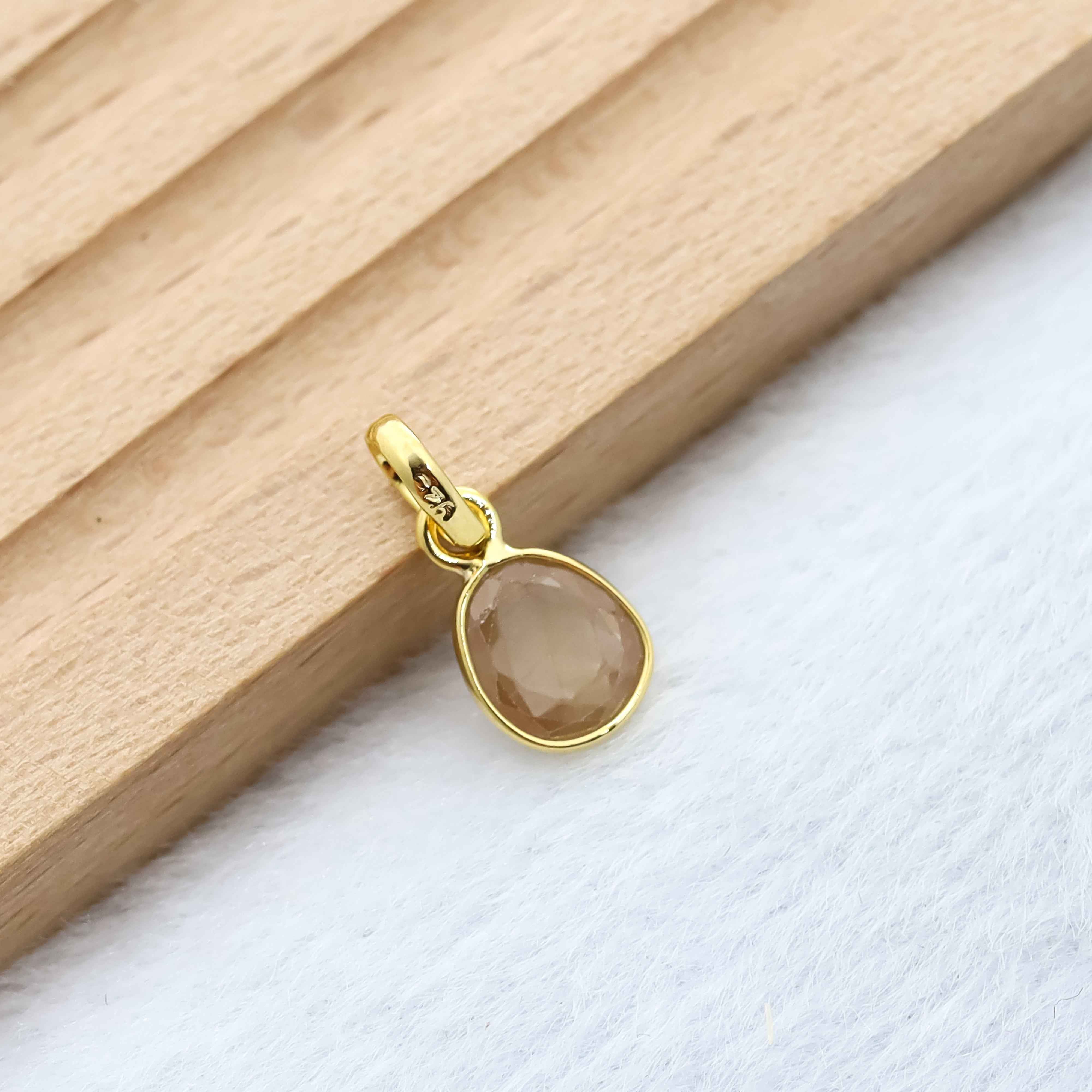 Brown Zircon Rose Cut Pendant Small Natural Brown Gemstone Pendant 925 Sterling Silver Handmade Jewelry Gift