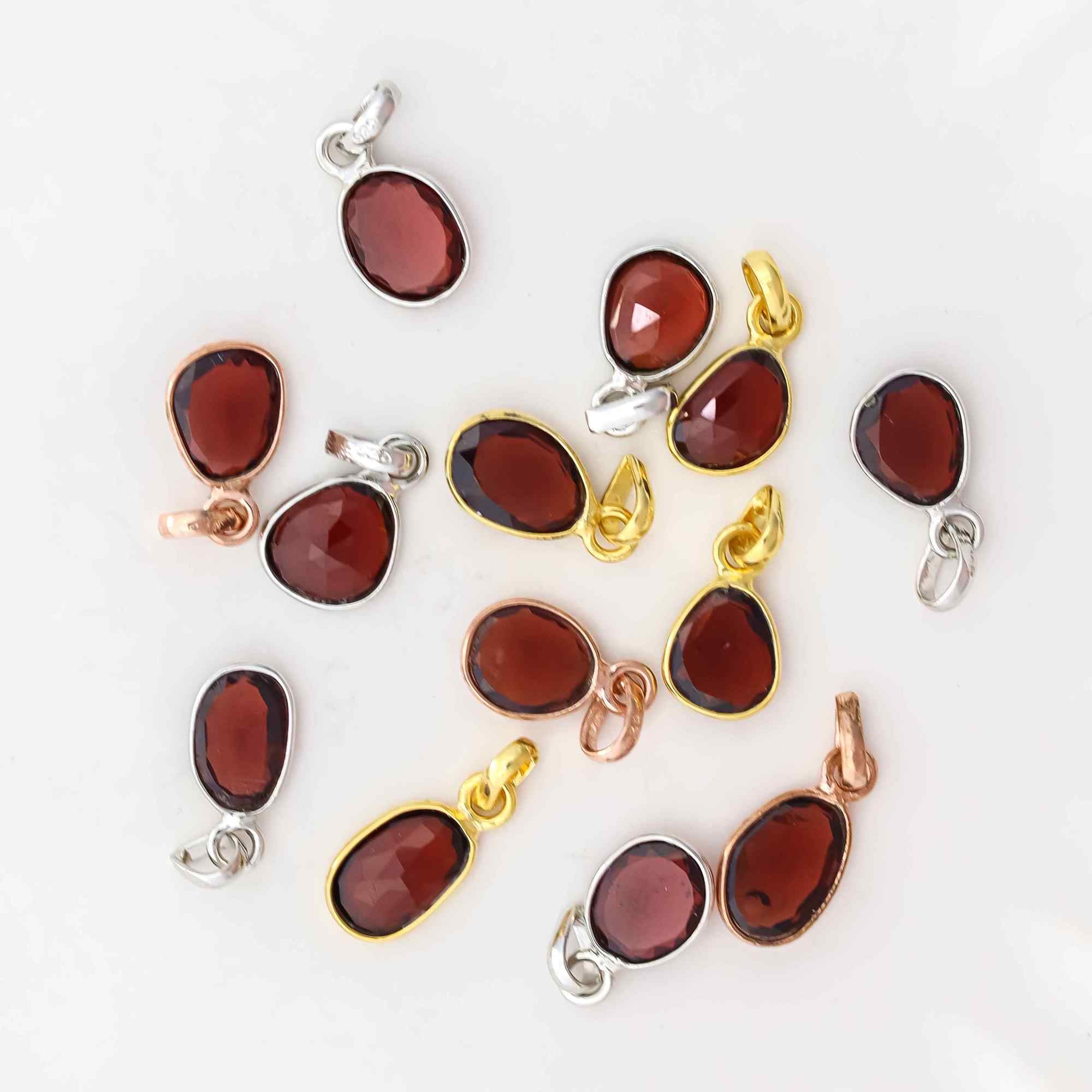 Garnet Rose Cut Pendant Natural Red Gemstone Pendant 925 Sterling Silver Handmade Jewelry Gift for Women