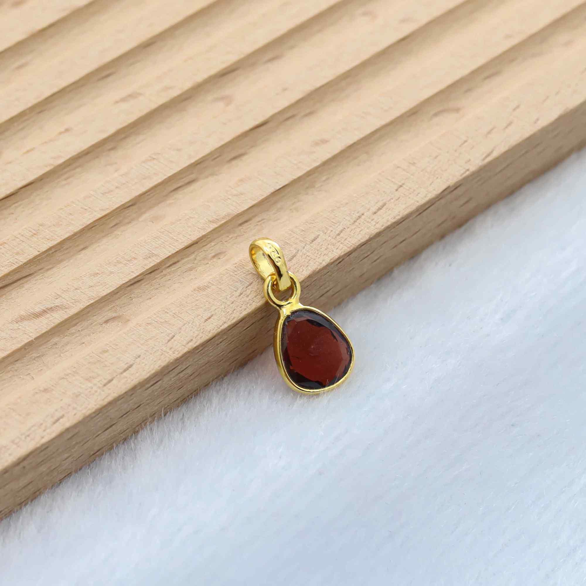 Garnet Rose Cut Pendant Natural Red Gemstone Pendant 925 Sterling Silver Handmade Jewelry Gift for Women