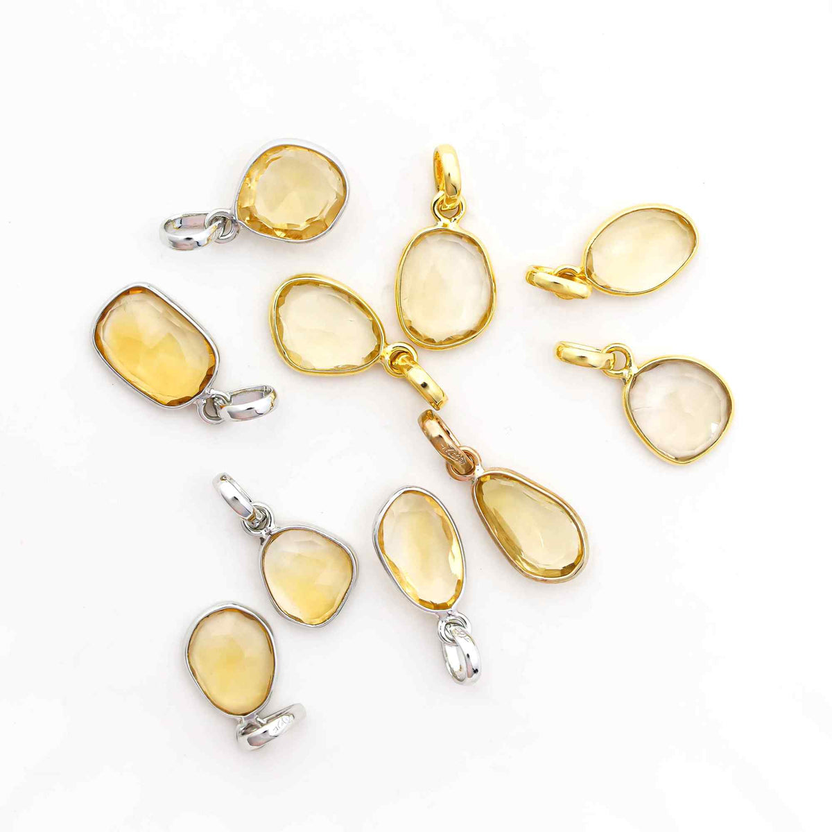 Citrine Rose Cut Pendant Medium Natural Yellow Gemstone Pendant 925 Sterling Silver Handmade Jewelry Gift