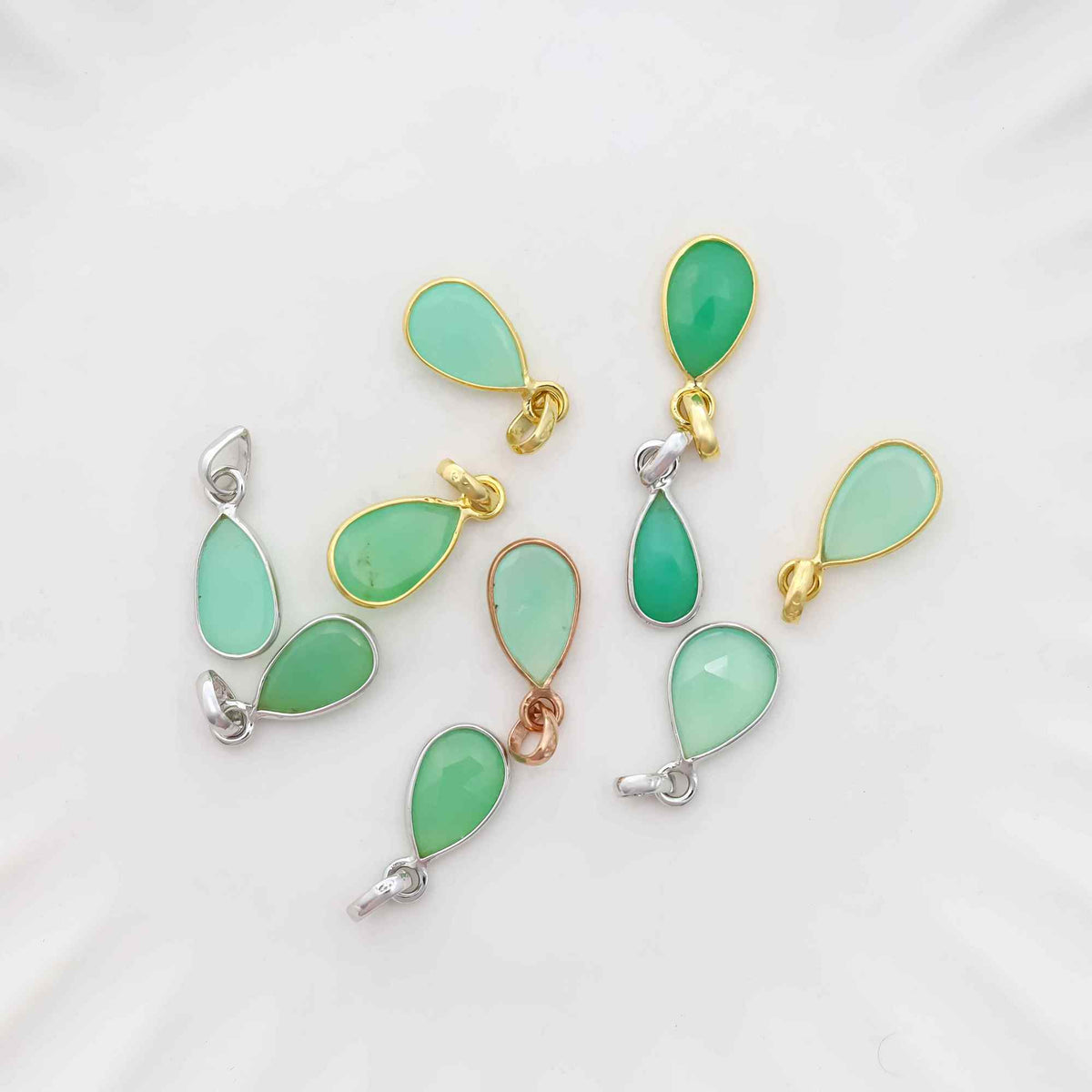 Chrysoprase Rose Cut Pendant Medium Natural Green Gemstone Pendant 925 Sterling Silver Handmade Jewelry Gift