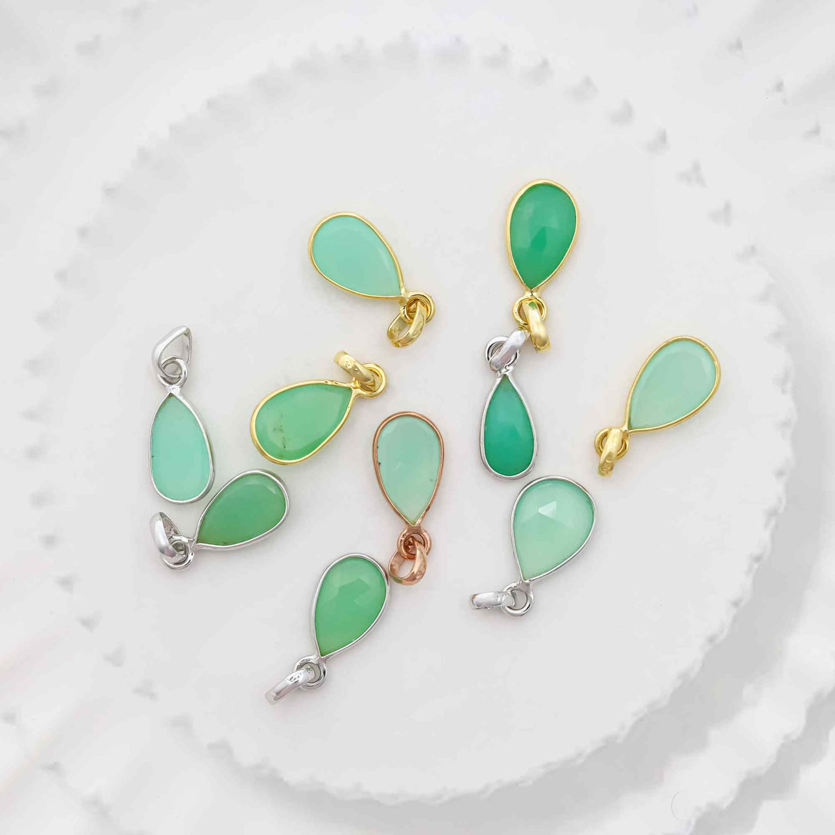 Chrysoprase Rose Cut Pendant Medium Natural Green Gemstone Pendant 925 Sterling Silver Handmade Jewelry Gift