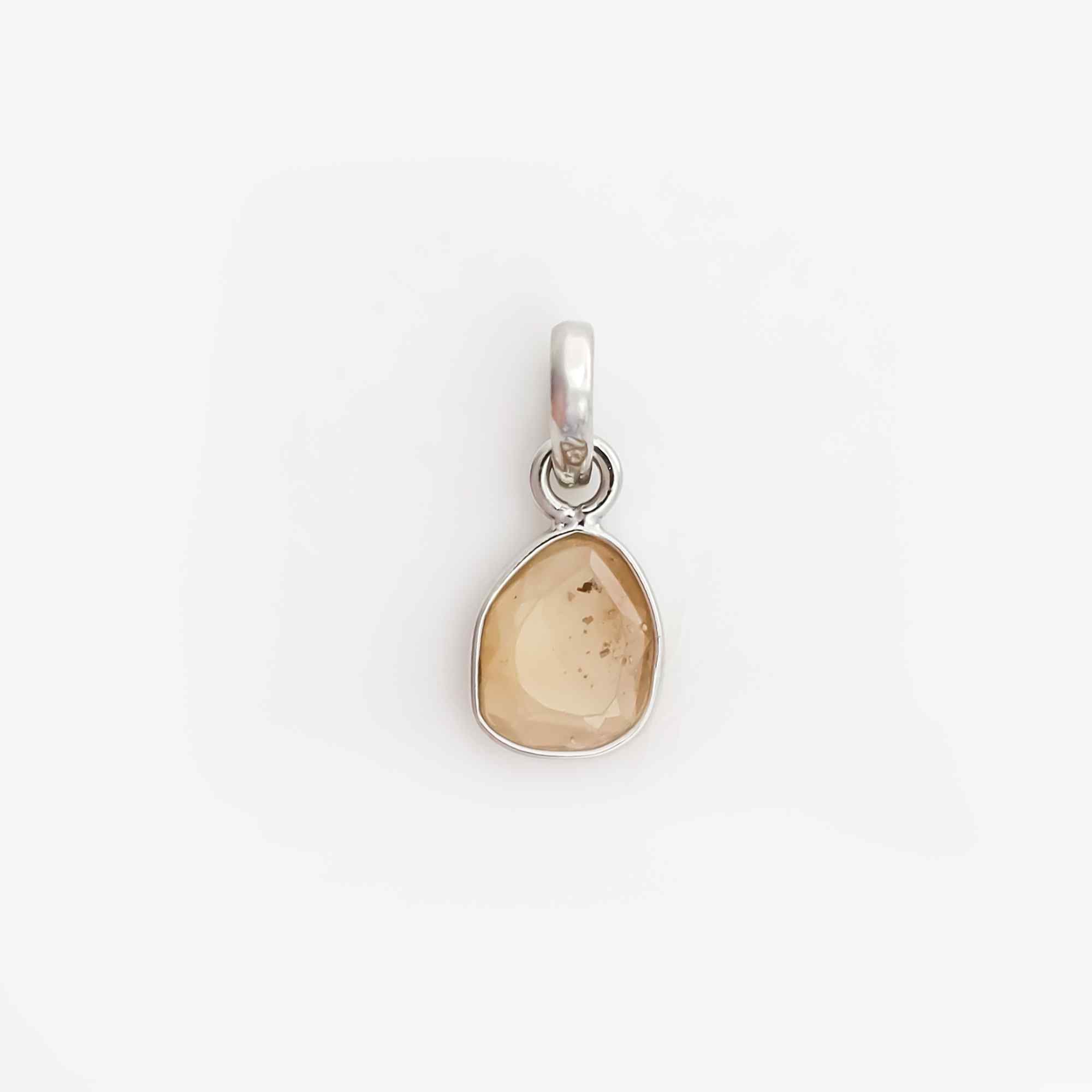 Small natural brown zircon gemstone pendant in rose cut style, set in 925 sterling silver, handmade jewelry by Himalya Quartz