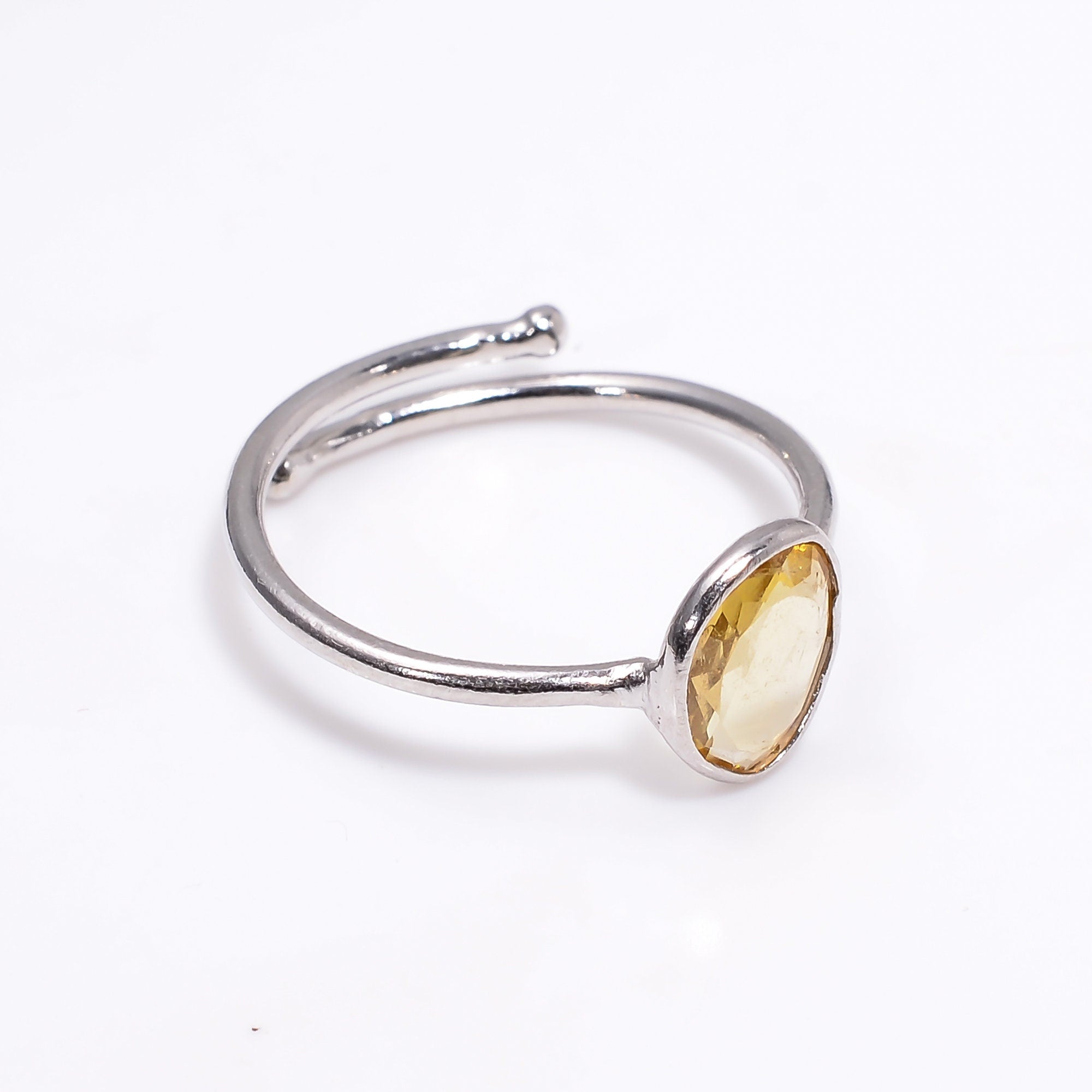 Rose Cut Champagne Quartz Ring: Adjustable Sterling Silver Statement Jewelry