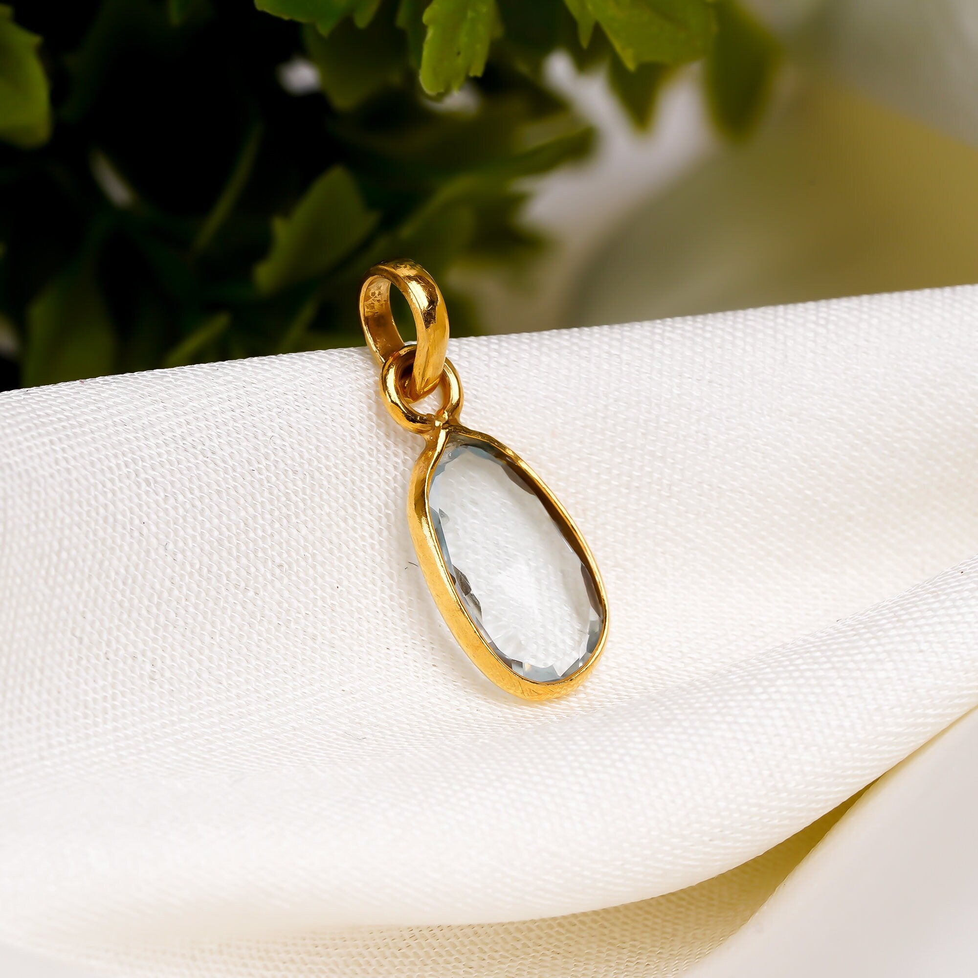 Sky Blue Topaz Sterling Silver Pendant: Dainty December Birthstone Necklace
