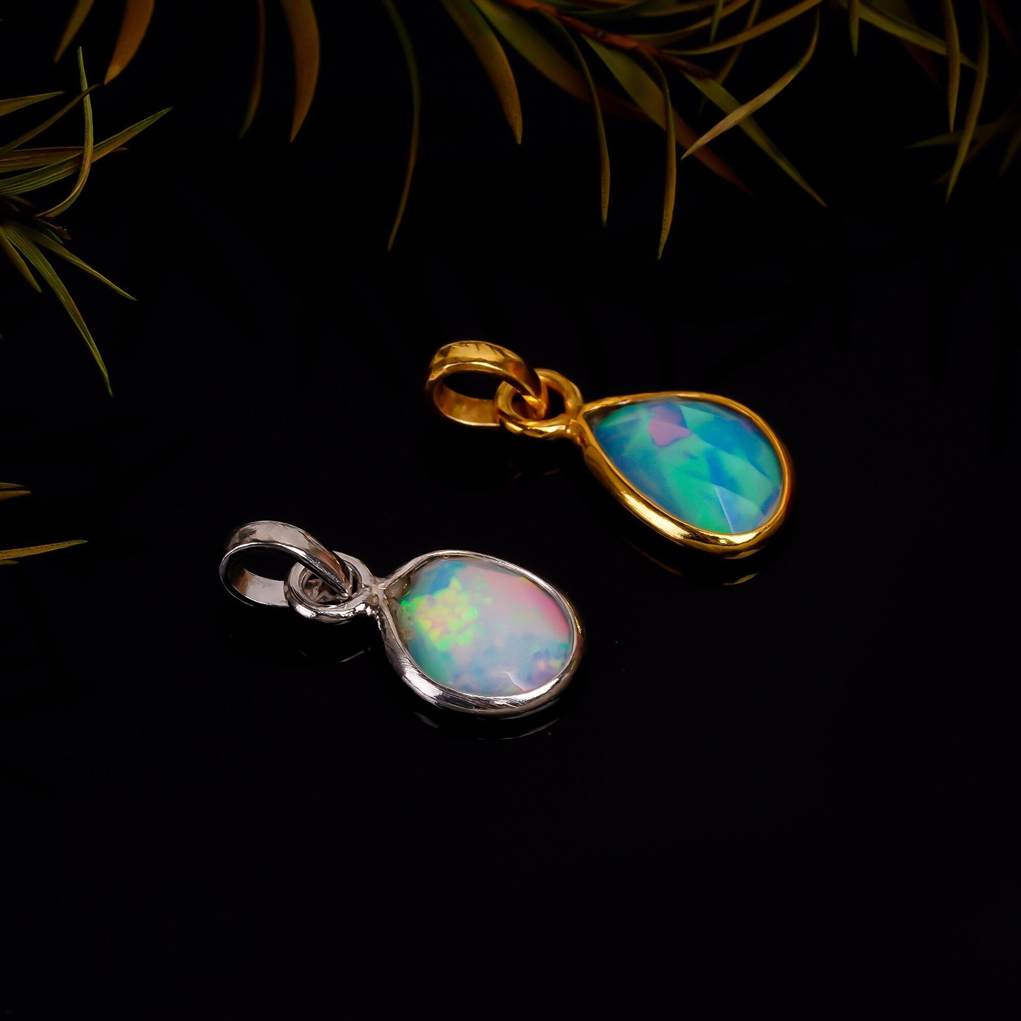 Natural Ethiopian Opal Pendant: 925 Sterling Silver, Rose Cut Gemstone